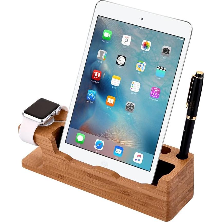 Soporte de Carga 3 en 1 MOOZO de Bambú para Escritorio