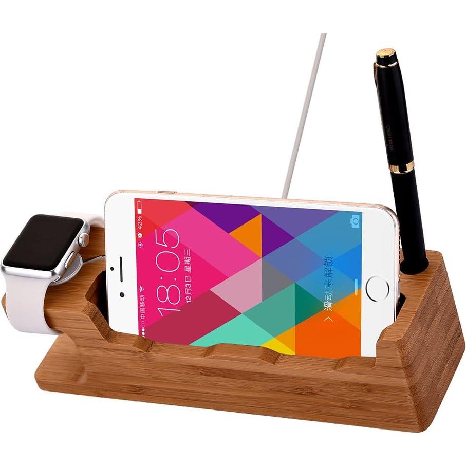 Soporte de Carga 3 en 1 MOOZO de Bambú para Escritorio