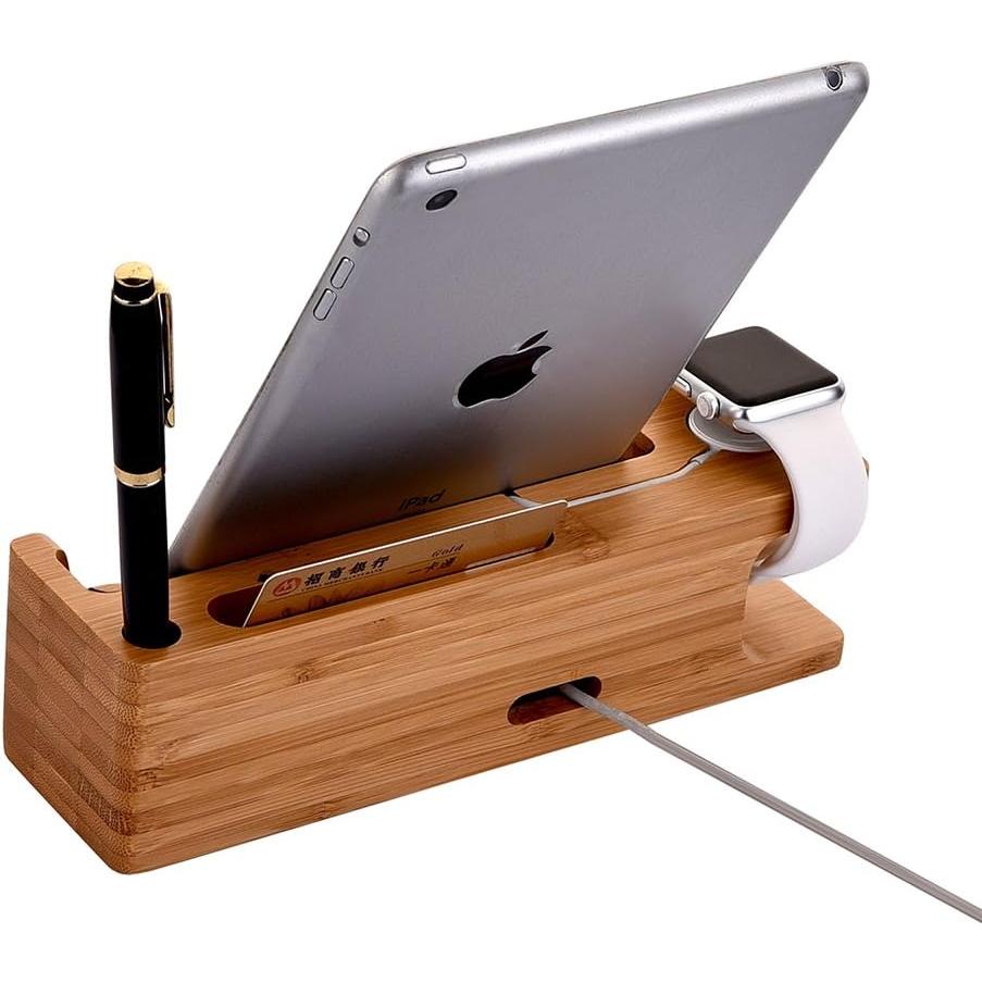 Soporte de Carga 3 en 1 MOOZO de Bambú para Escritorio