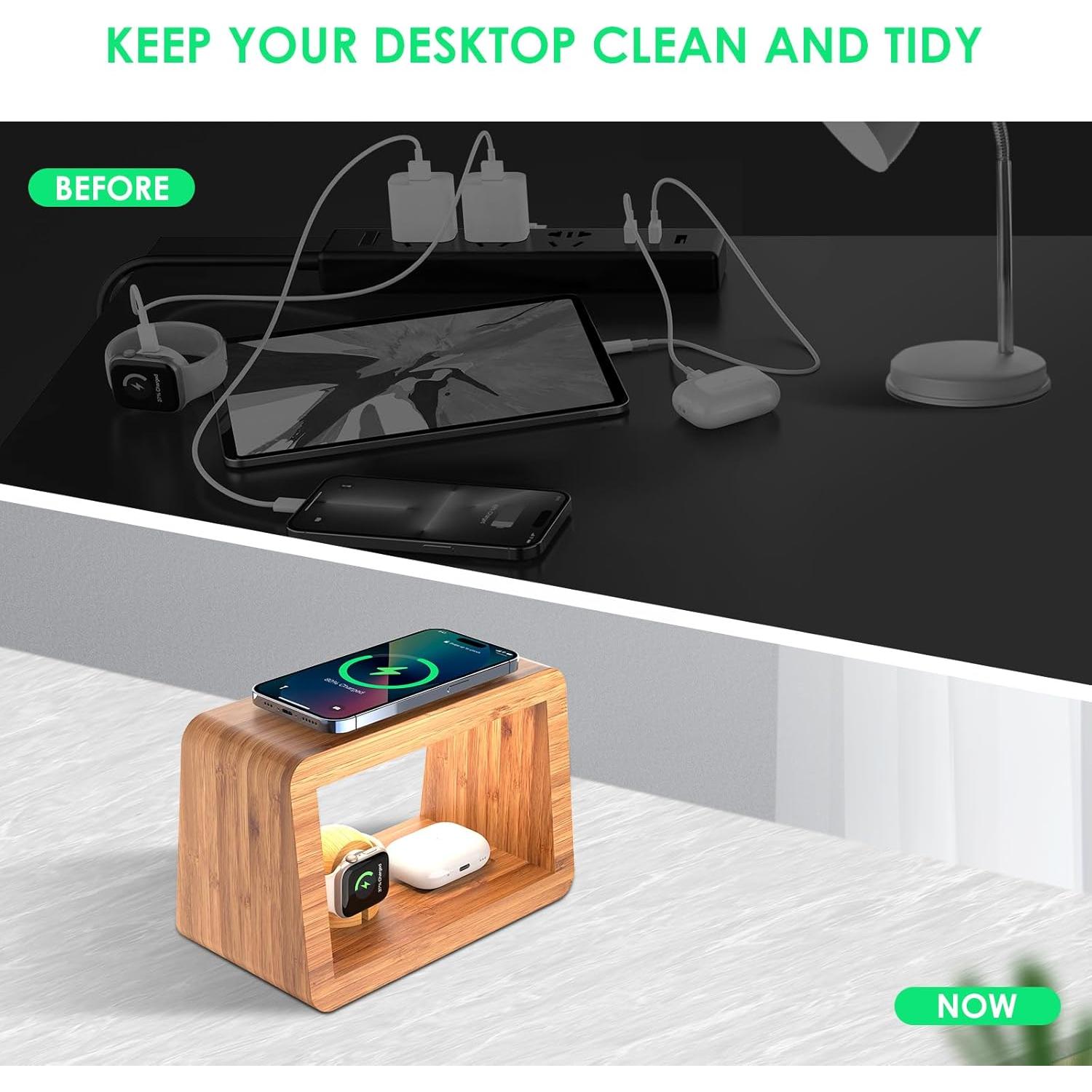 Estación de Carga Inalámbrica 3 en 1 HQOBZX para iPhone, AirPods, iWatch