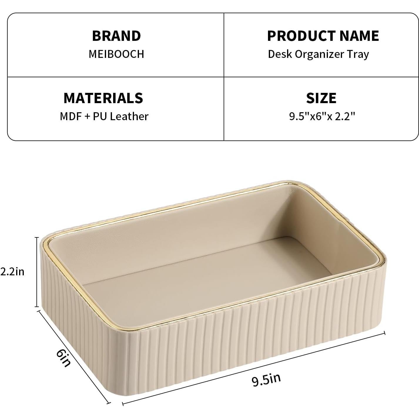 Bandeja Organizadora de Escritorio MEIBOOCH Beige 24.1x15.2 cm