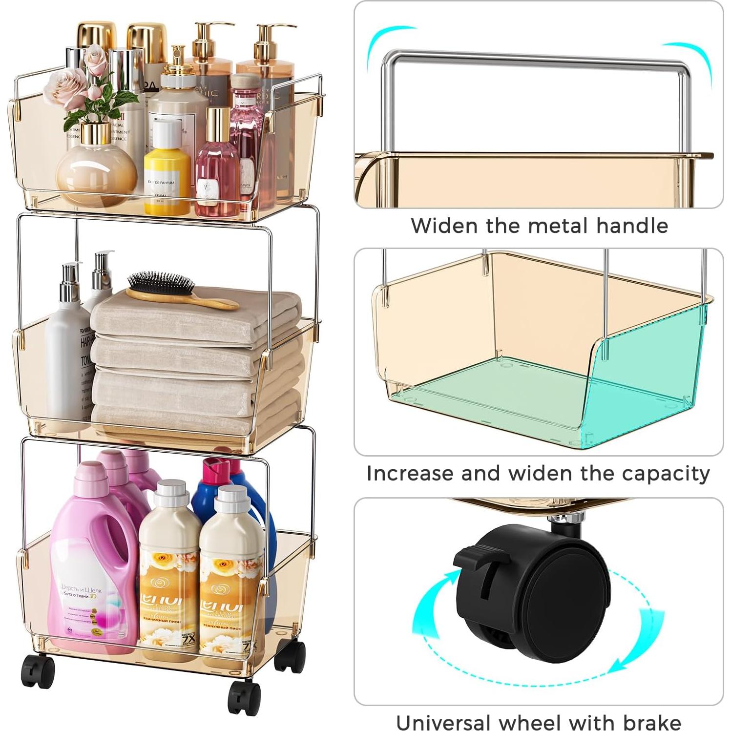 Carro Rodante de Almacenamiento Delamu 3 Niveles Ámbar