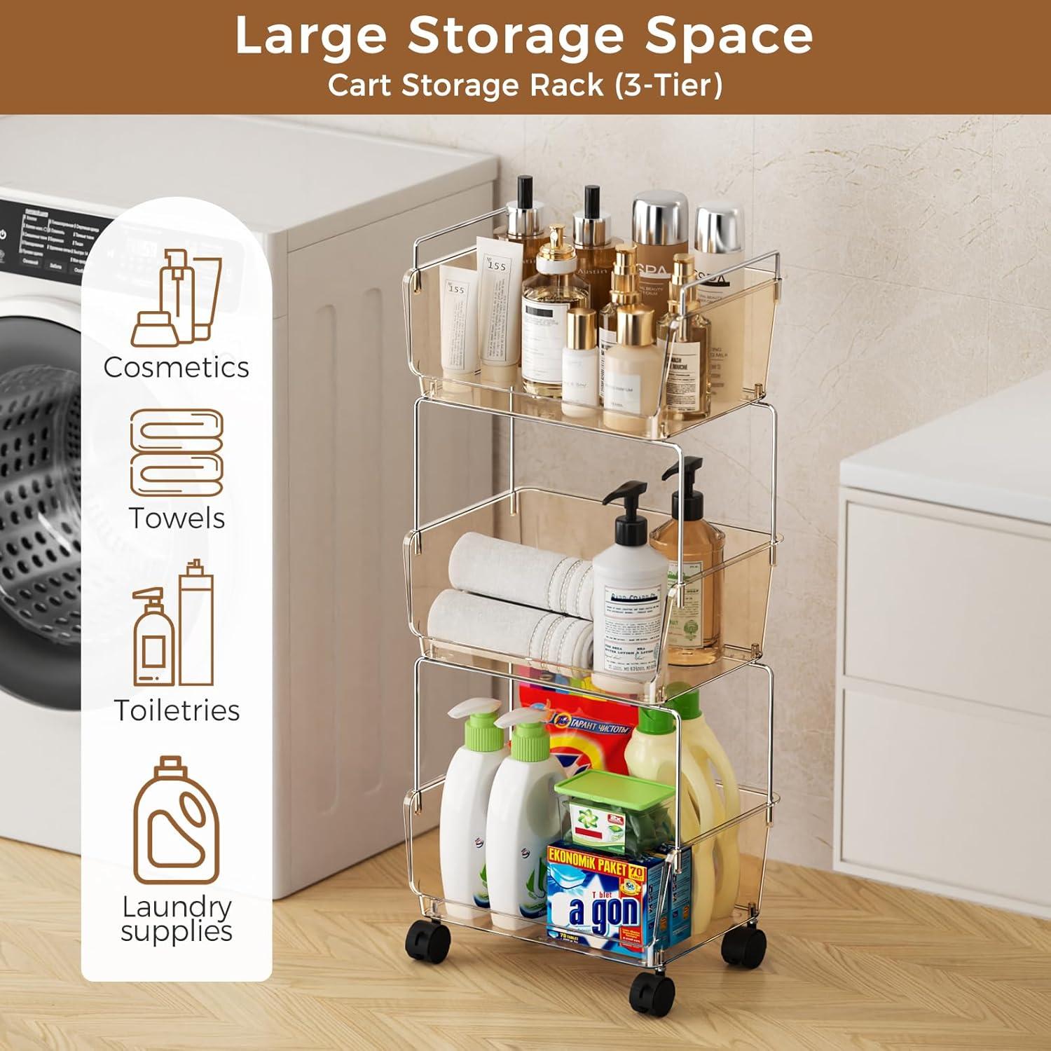 Carro Rodante de Almacenamiento Delamu 3 Niveles Ámbar