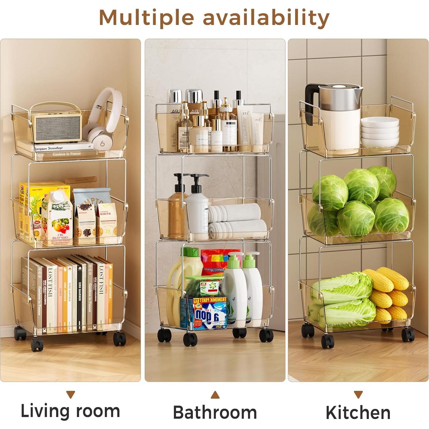 Carro Rodante de Almacenamiento Delamu 3 Niveles Ámbar