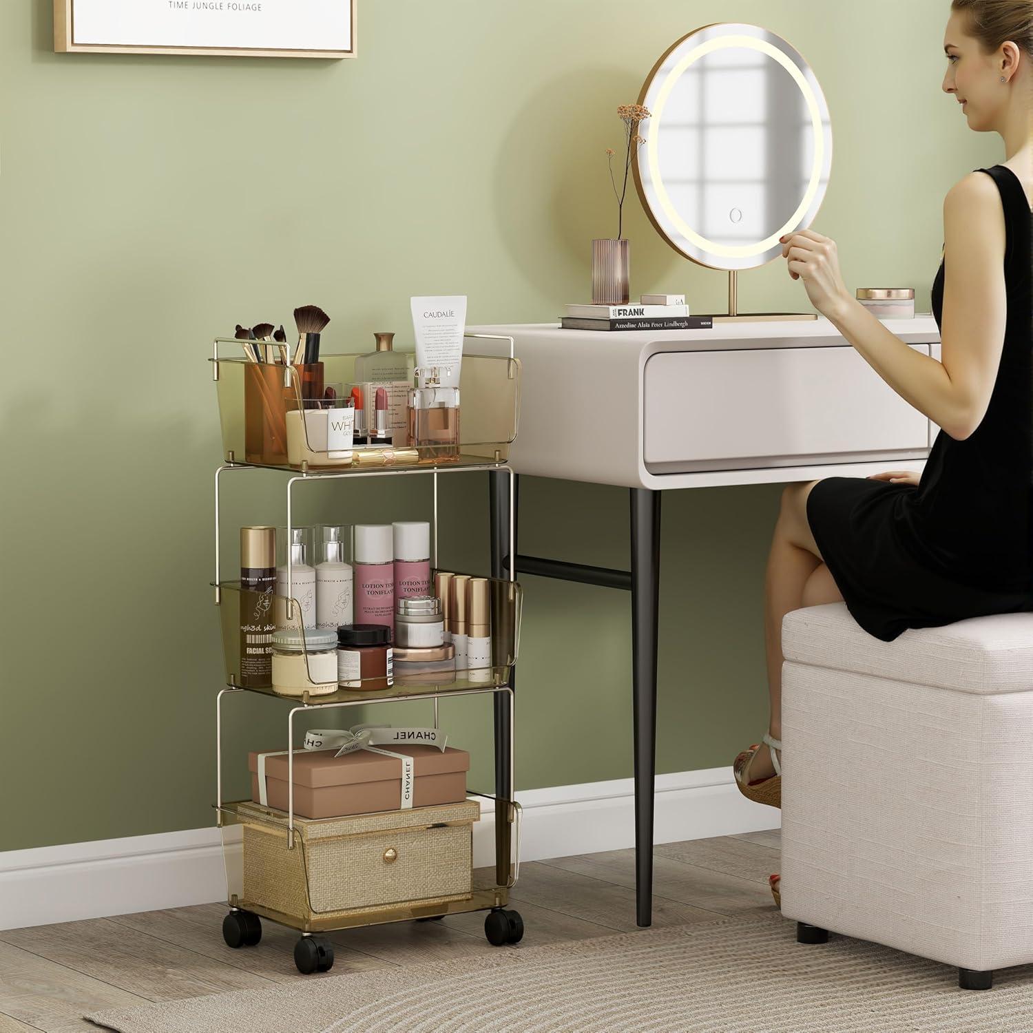 Carro Rodante de Almacenamiento Delamu 3 Niveles Ámbar