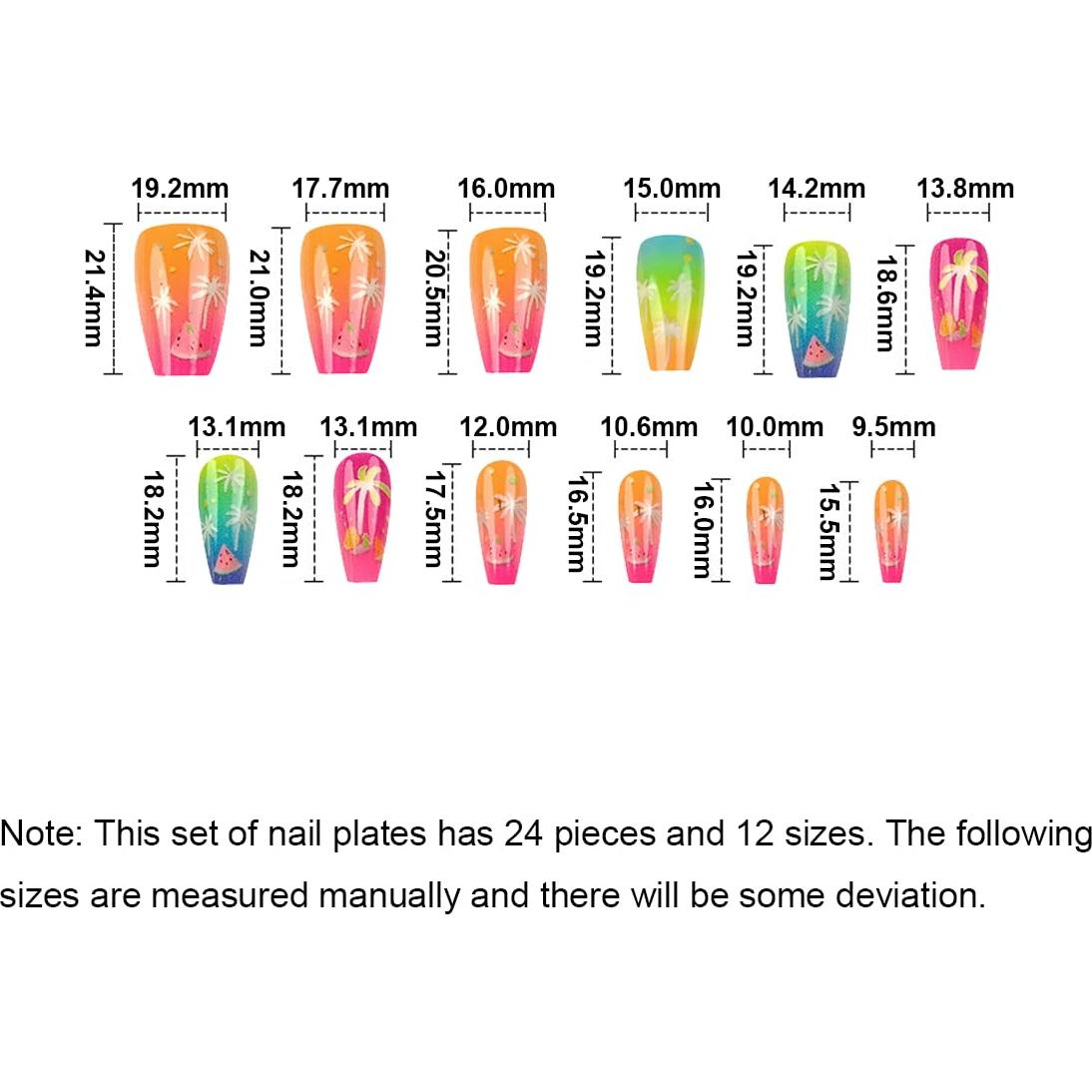 Uñas Postizas Cortas NGMATY Fuegos Artificiales 24PCS