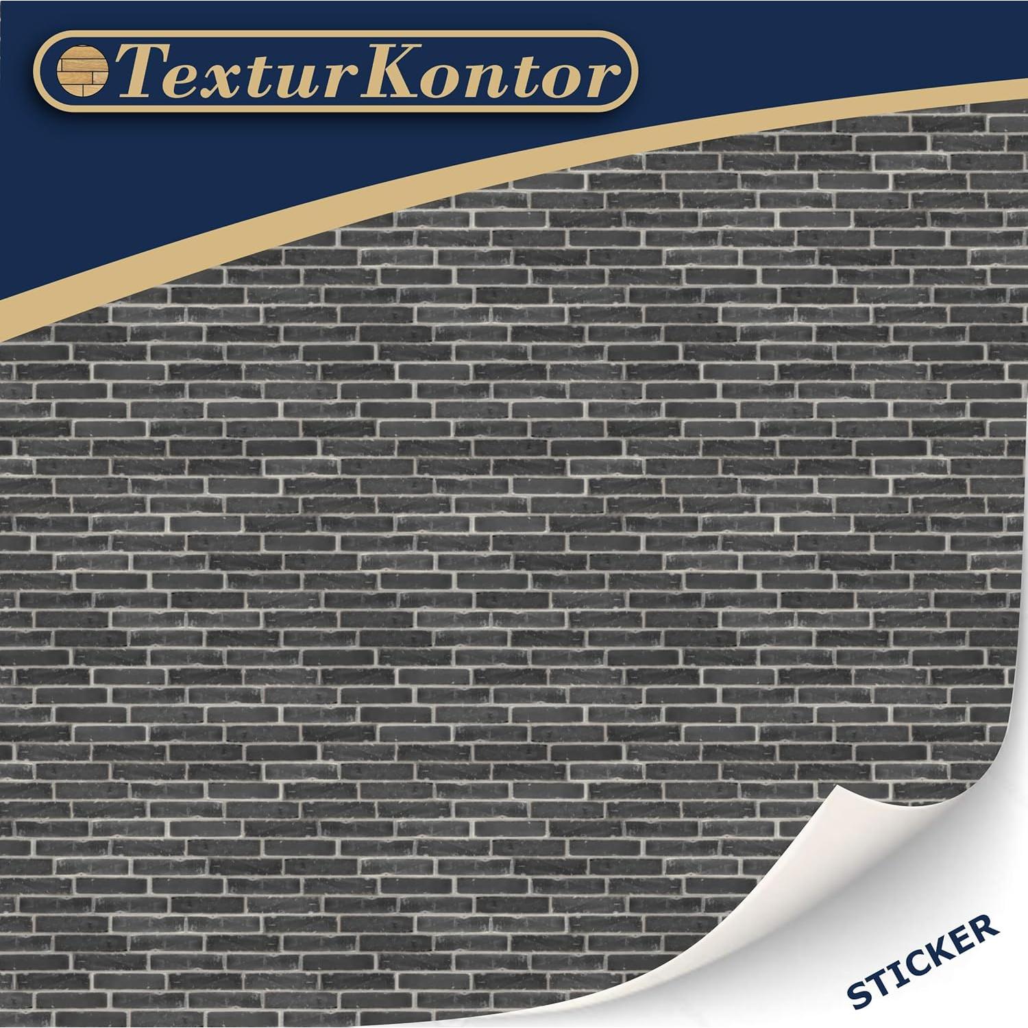 3 Hojas de Película Autoadhesiva Ladrillos Negros TexturKontor