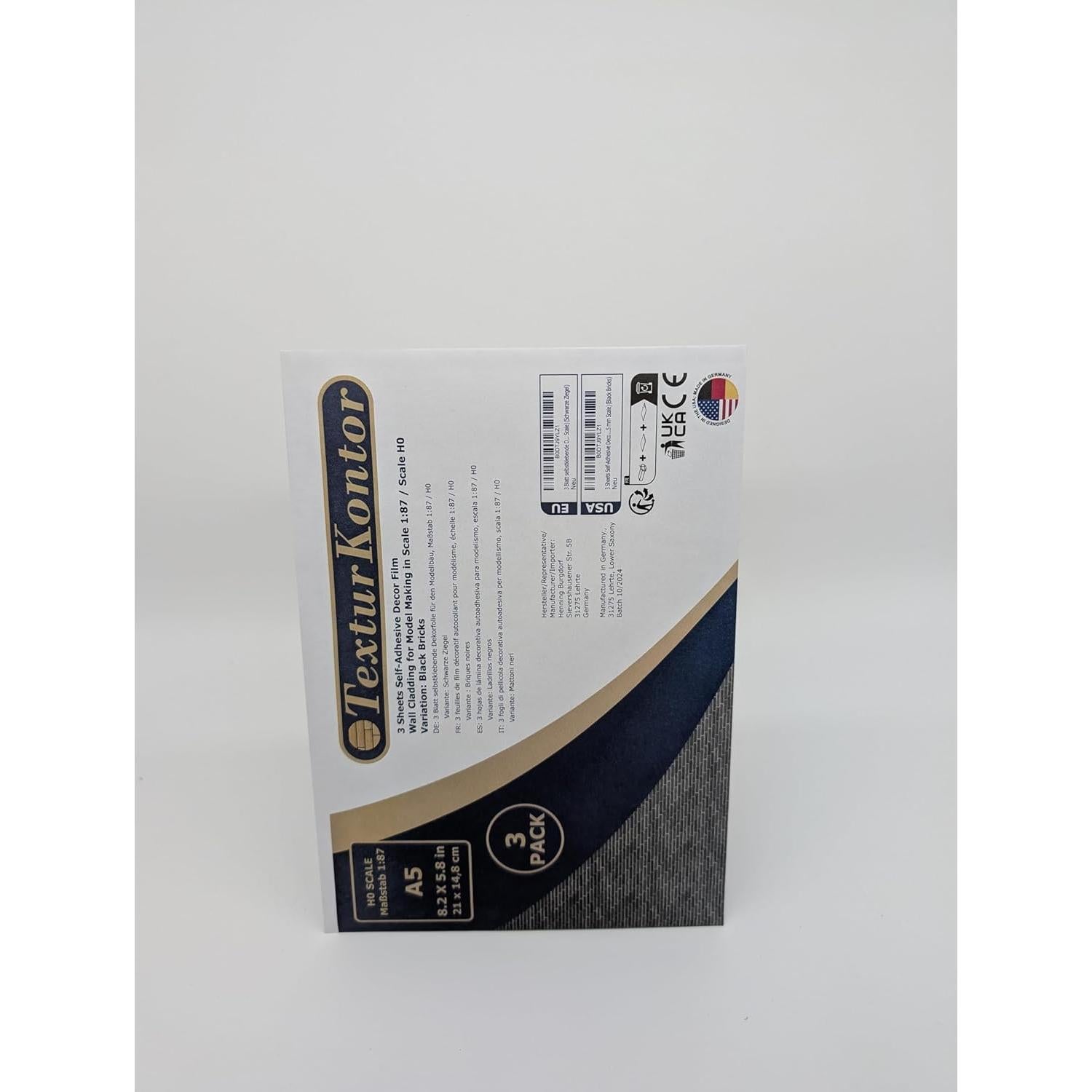 3 Hojas de Película Autoadhesiva Ladrillos Negros TexturKontor