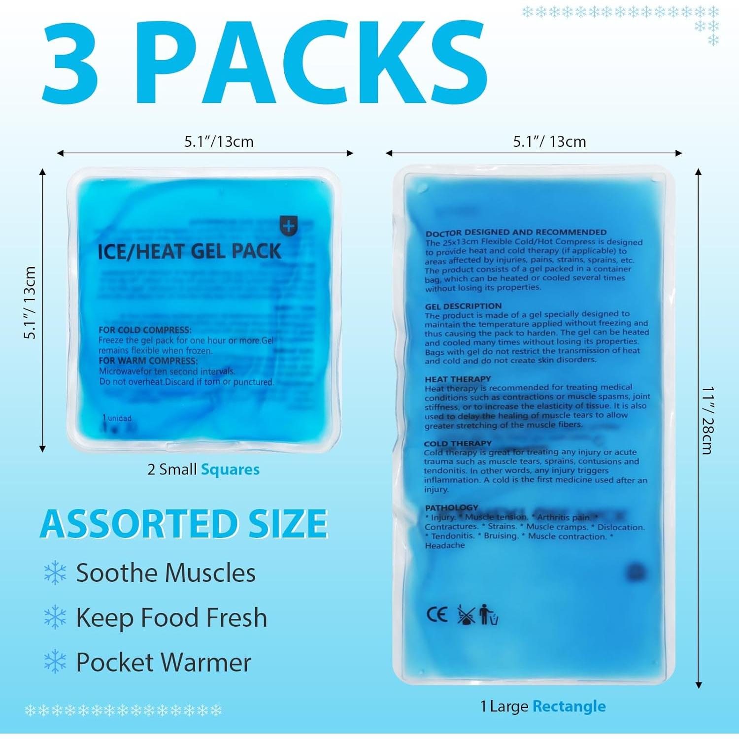 Juego de Paquetes de Hielo Reutilizables Soulagers 3 en 1