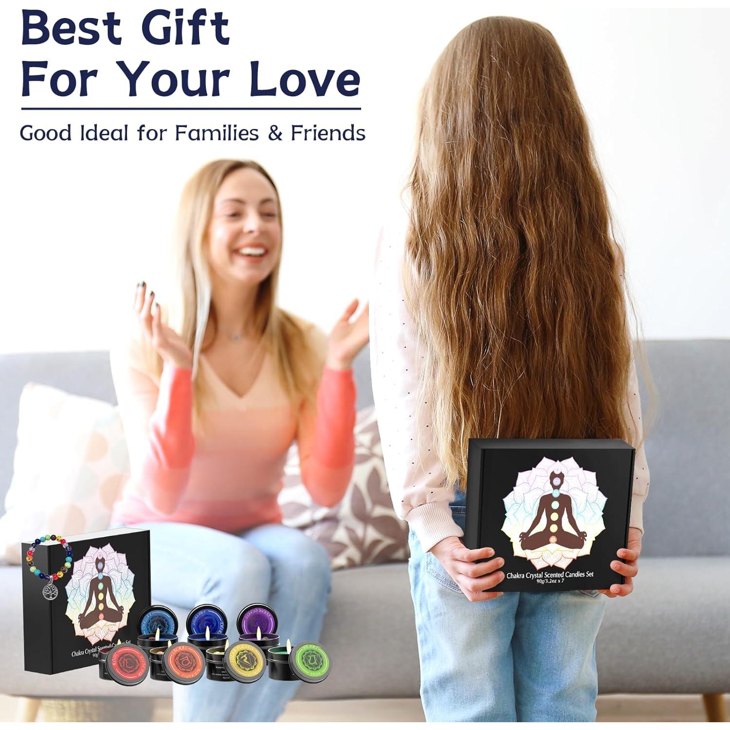 Set de 7 Velas de Chakra WuNa con Cristales y Pulseras