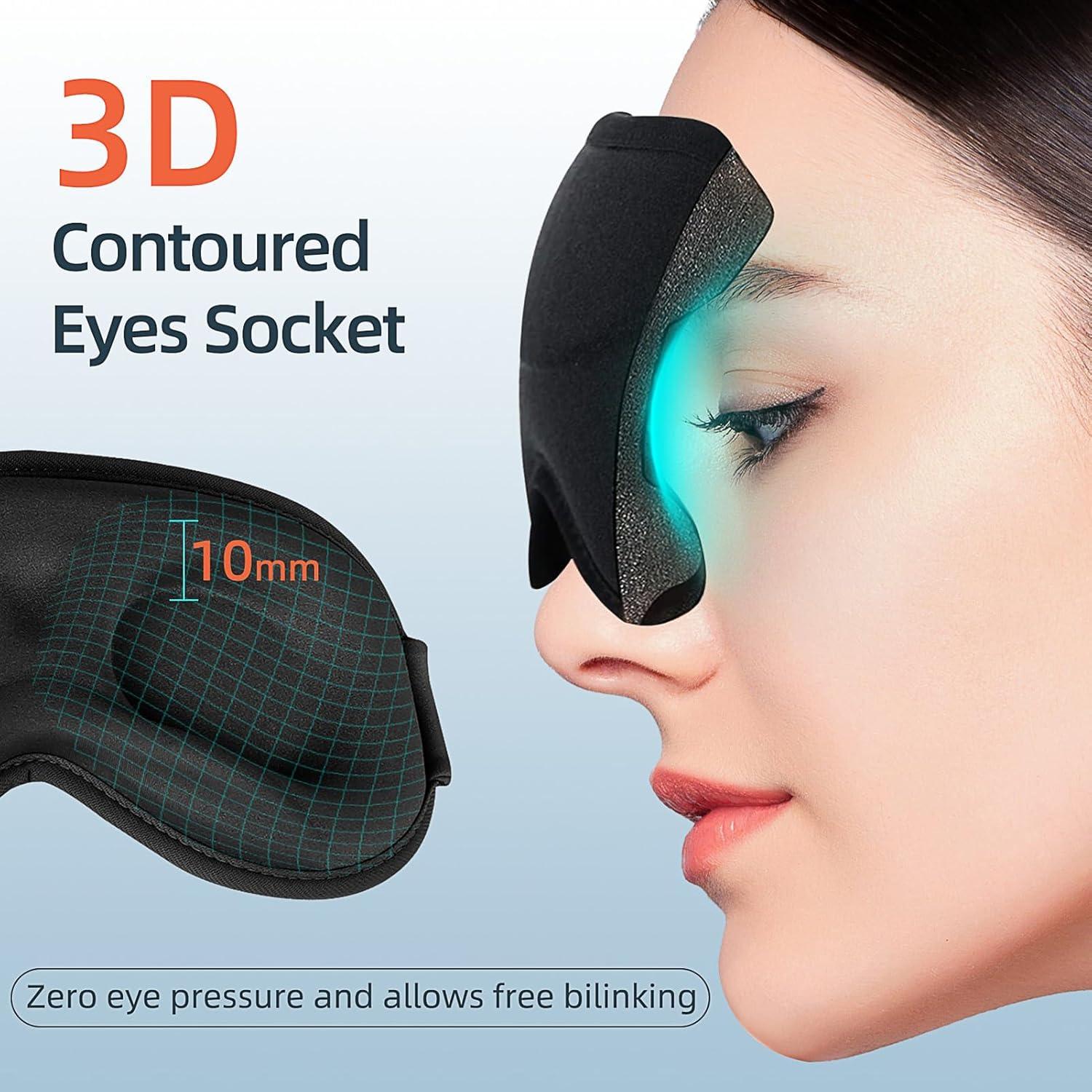 Máscara de Sueño 3D WellYoo Negra para Dormir Lateral