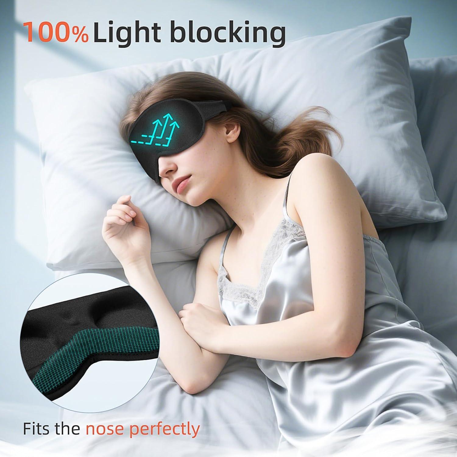 Máscara de Sueño 3D WellYoo Negra para Dormir Lateral