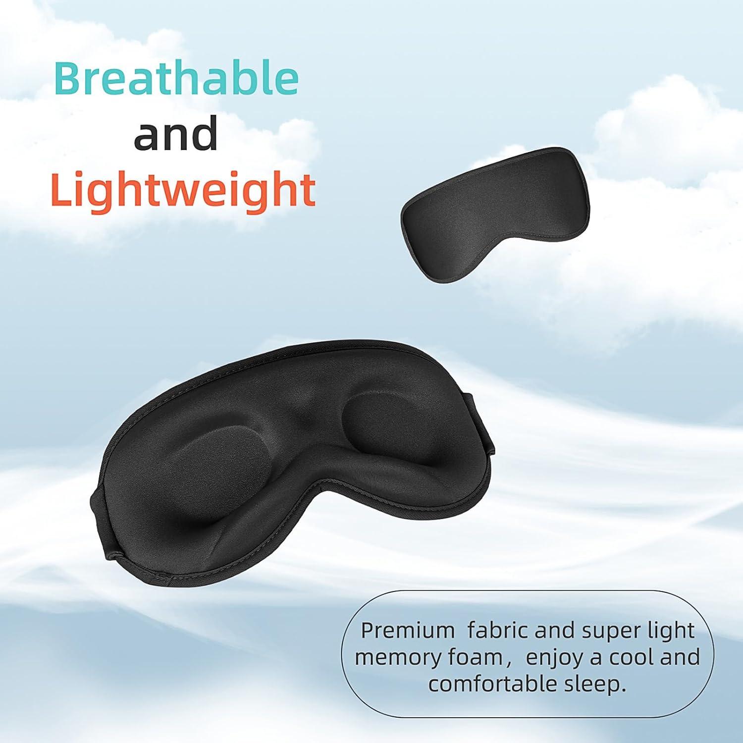 Máscara de Sueño 3D WellYoo Negra para Dormir Lateral