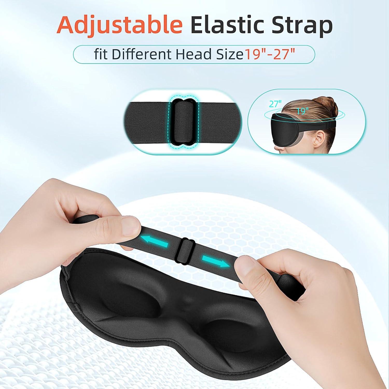 Máscara de Sueño 3D WellYoo Negra para Dormir Lateral