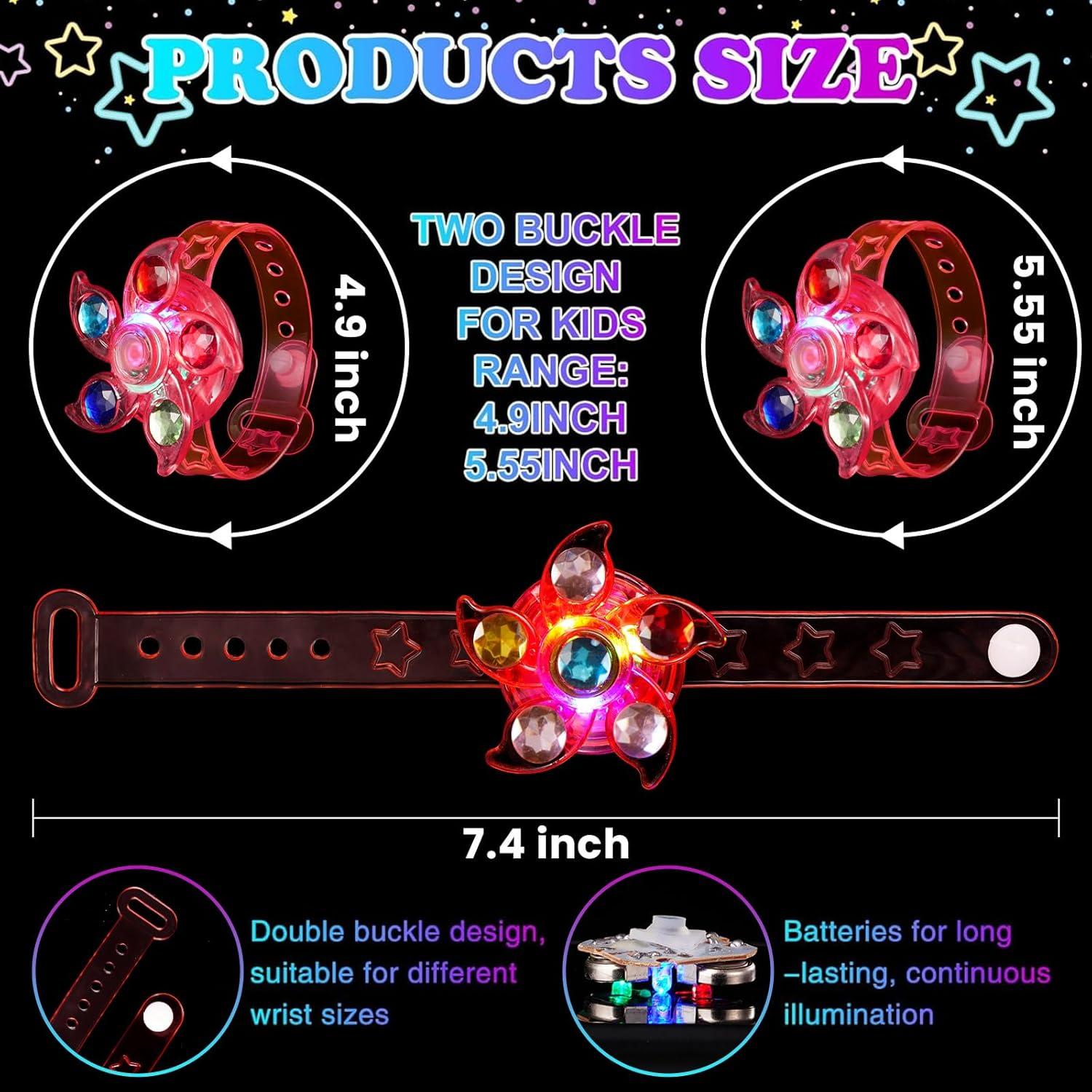 Pulseras Fidget Spinner LED SCIONE 8 Pack Brillan en la Oscuridad