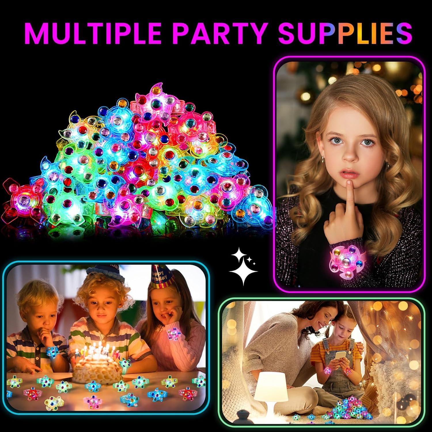 Pulseras Fidget Spinner LED SCIONE 8 Pack Brillan en la Oscuridad