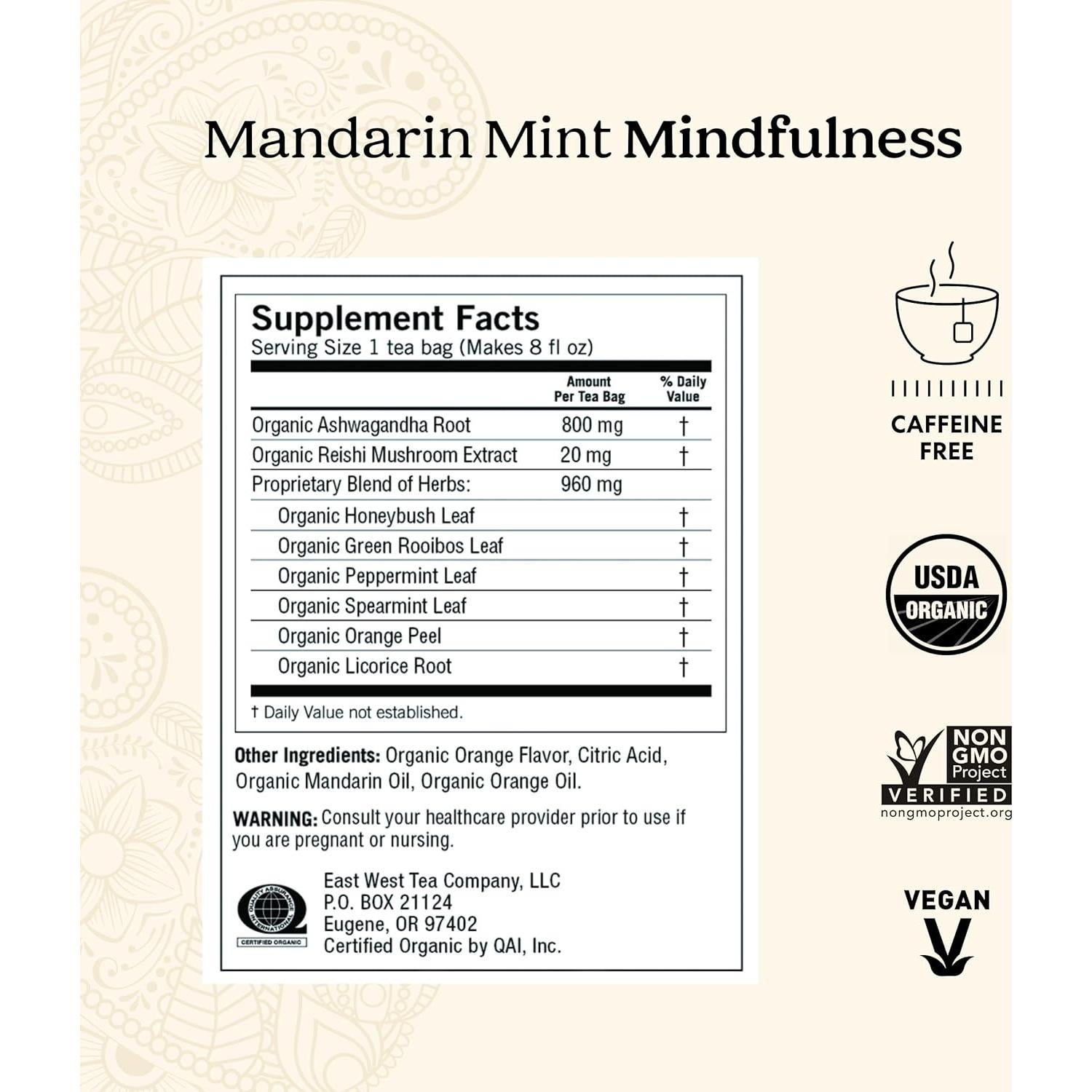 Té Orgánico Yogi Mandarina Menta Mindfulness - 64 Bolsas