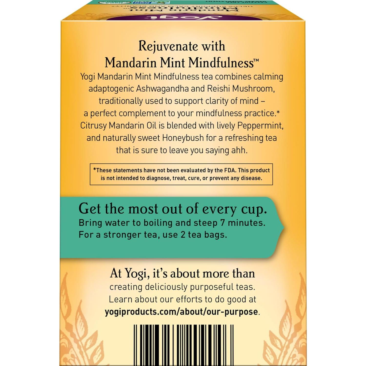Té Orgánico Yogi Mandarina Menta Mindfulness - 64 Bolsas