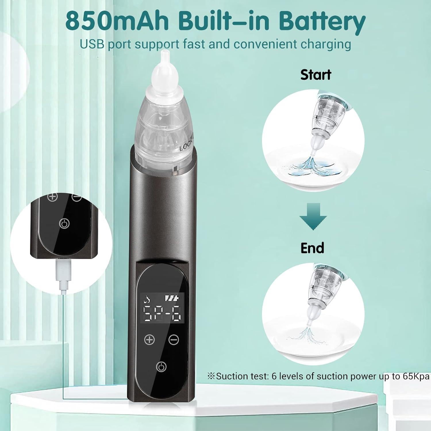 Limpiador de Oídos Eléctrico HIQUAY 2025, Succión 6 Niveles