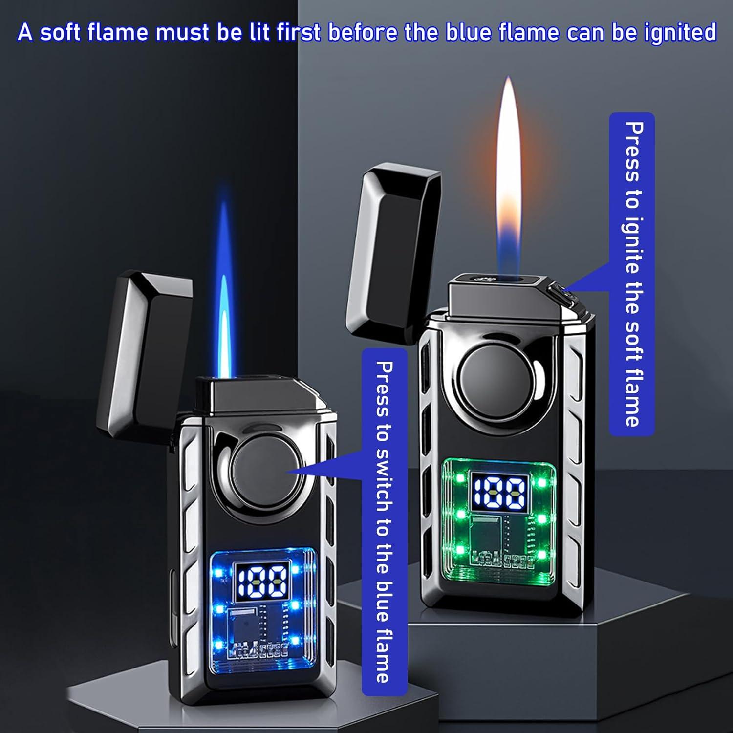 Encendedor de antorcha doble llama CYJBAO con pantalla LED