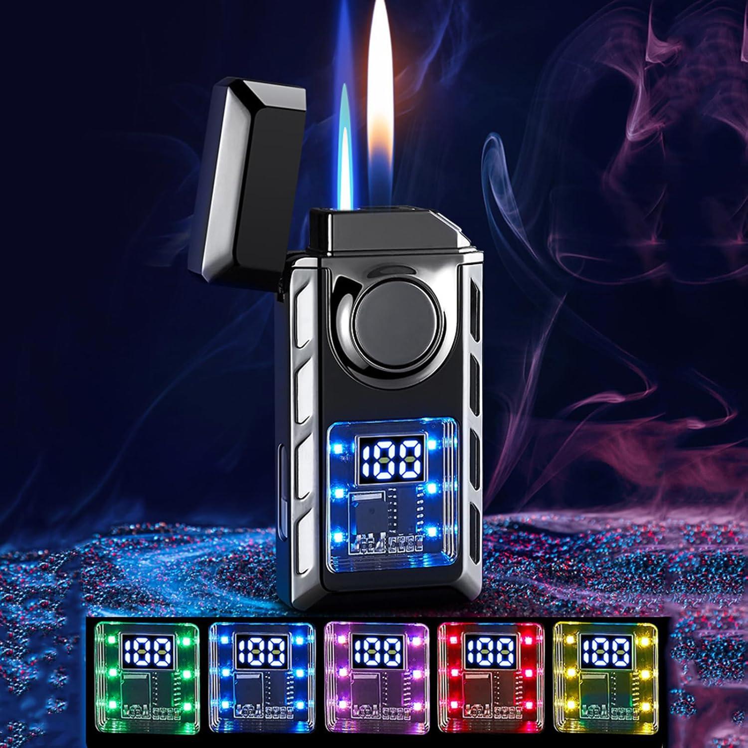 Encendedor de antorcha doble llama CYJBAO con pantalla LED