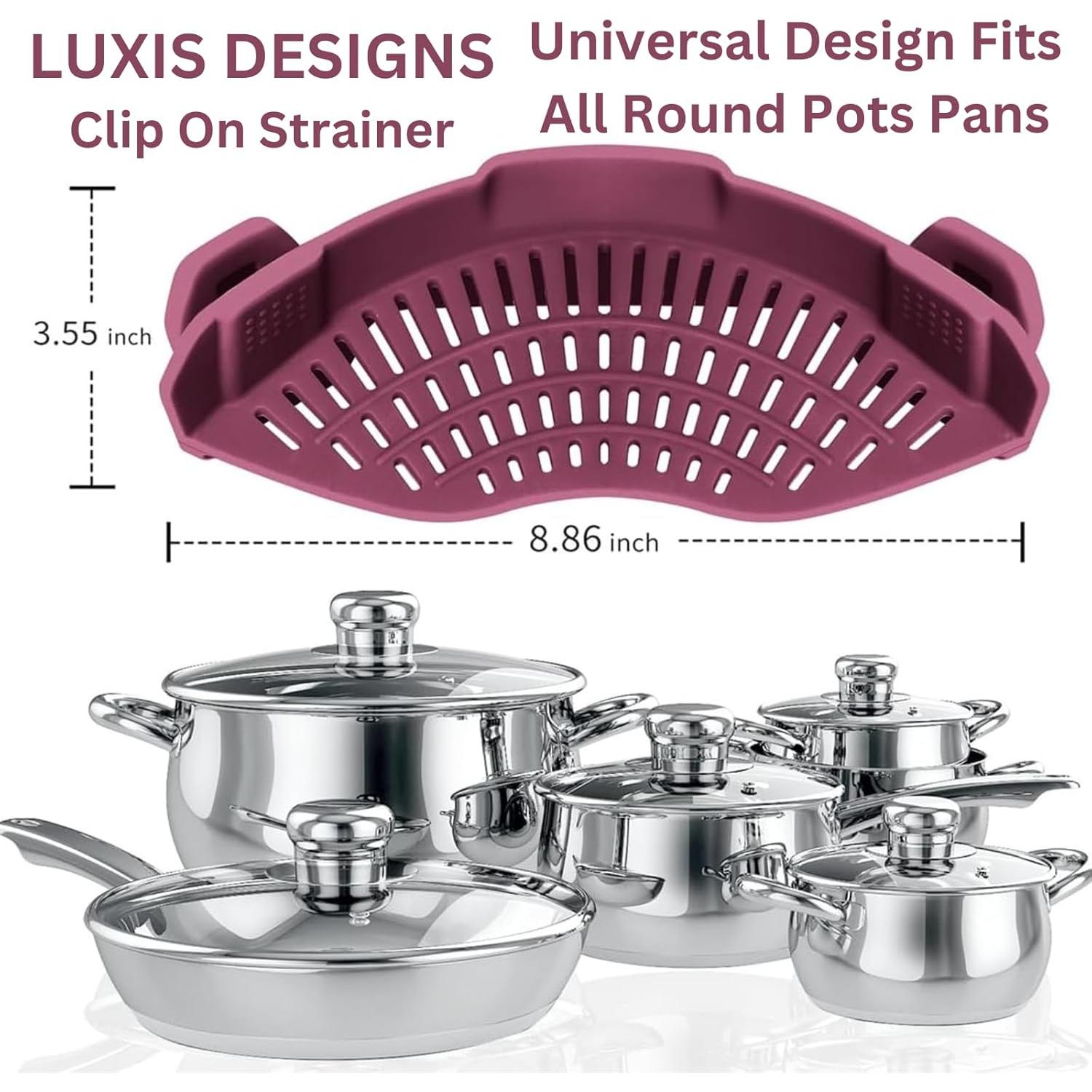 Colador de Silicona Clip-On LUXIS DESIGNS 22x8cm Negro