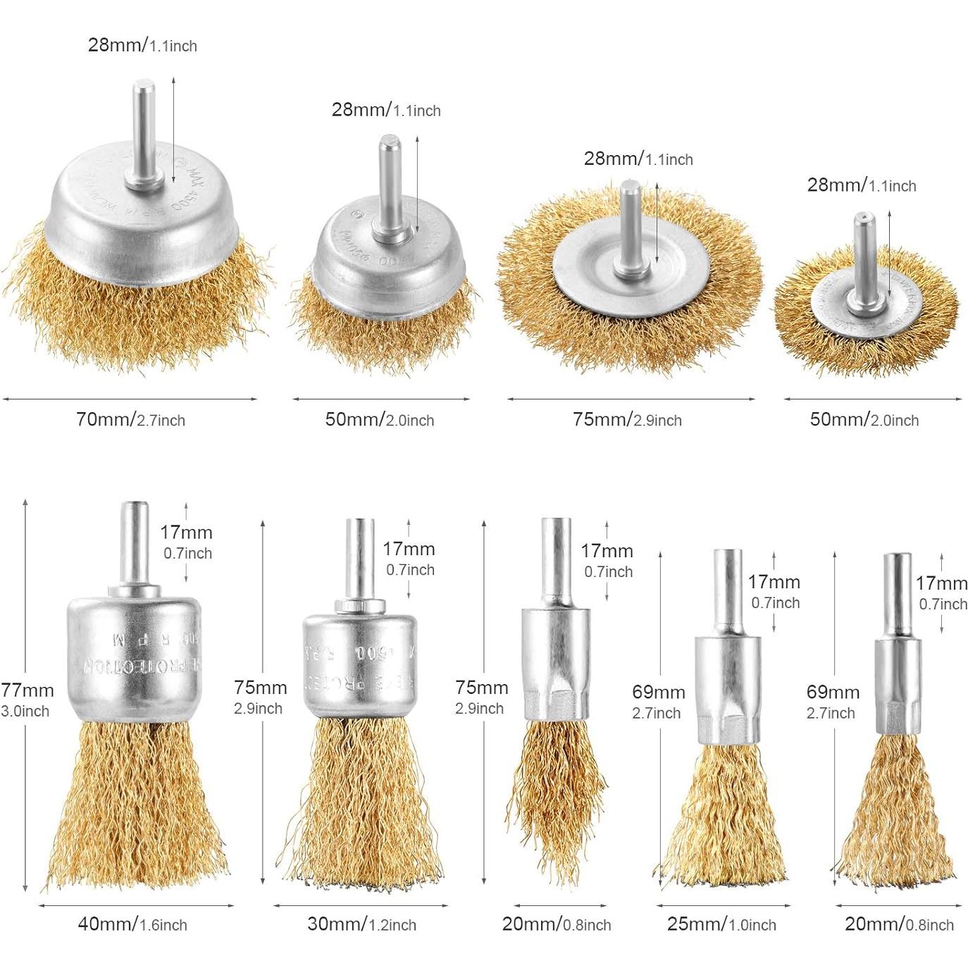 Juego de Cepillos de Alambre DazSpirit 9 Piezas 6.35 mm