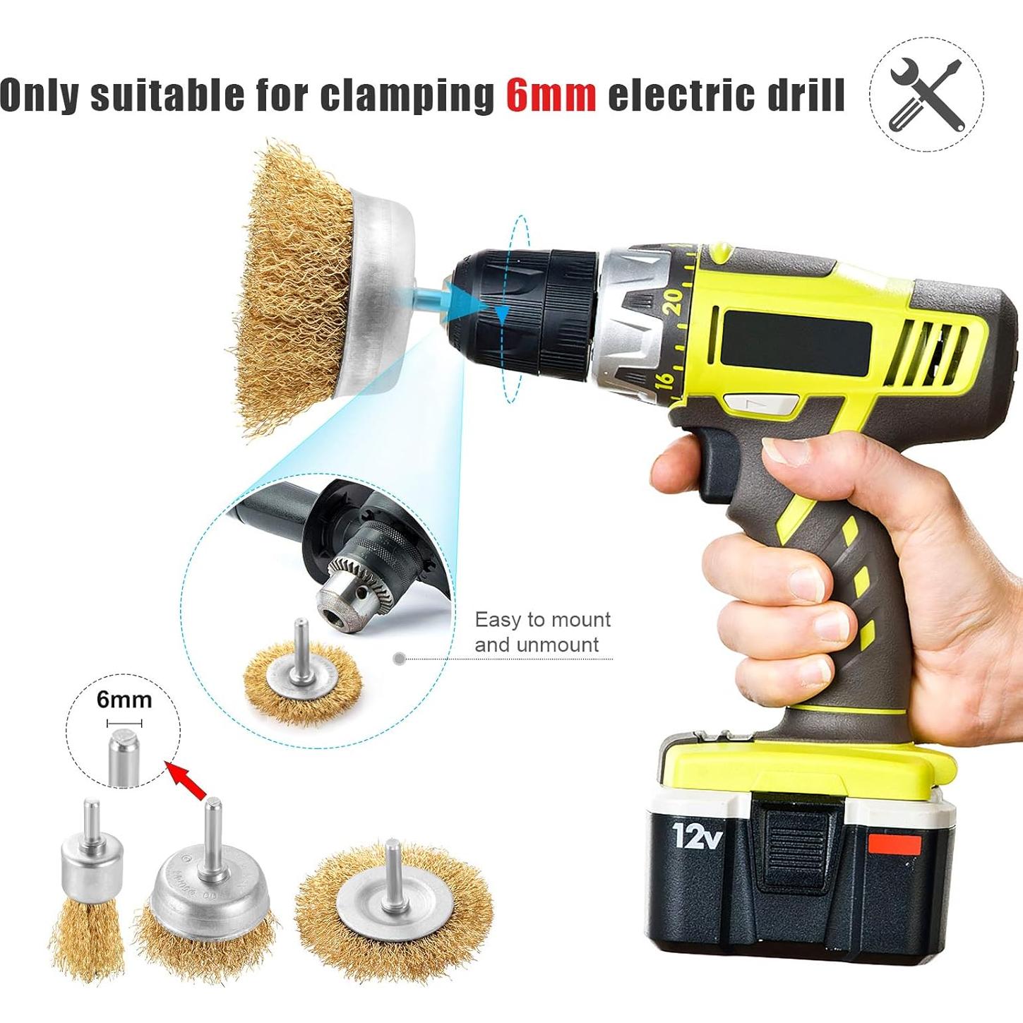 Juego de Cepillos de Alambre DazSpirit 9 Piezas 6.35 mm