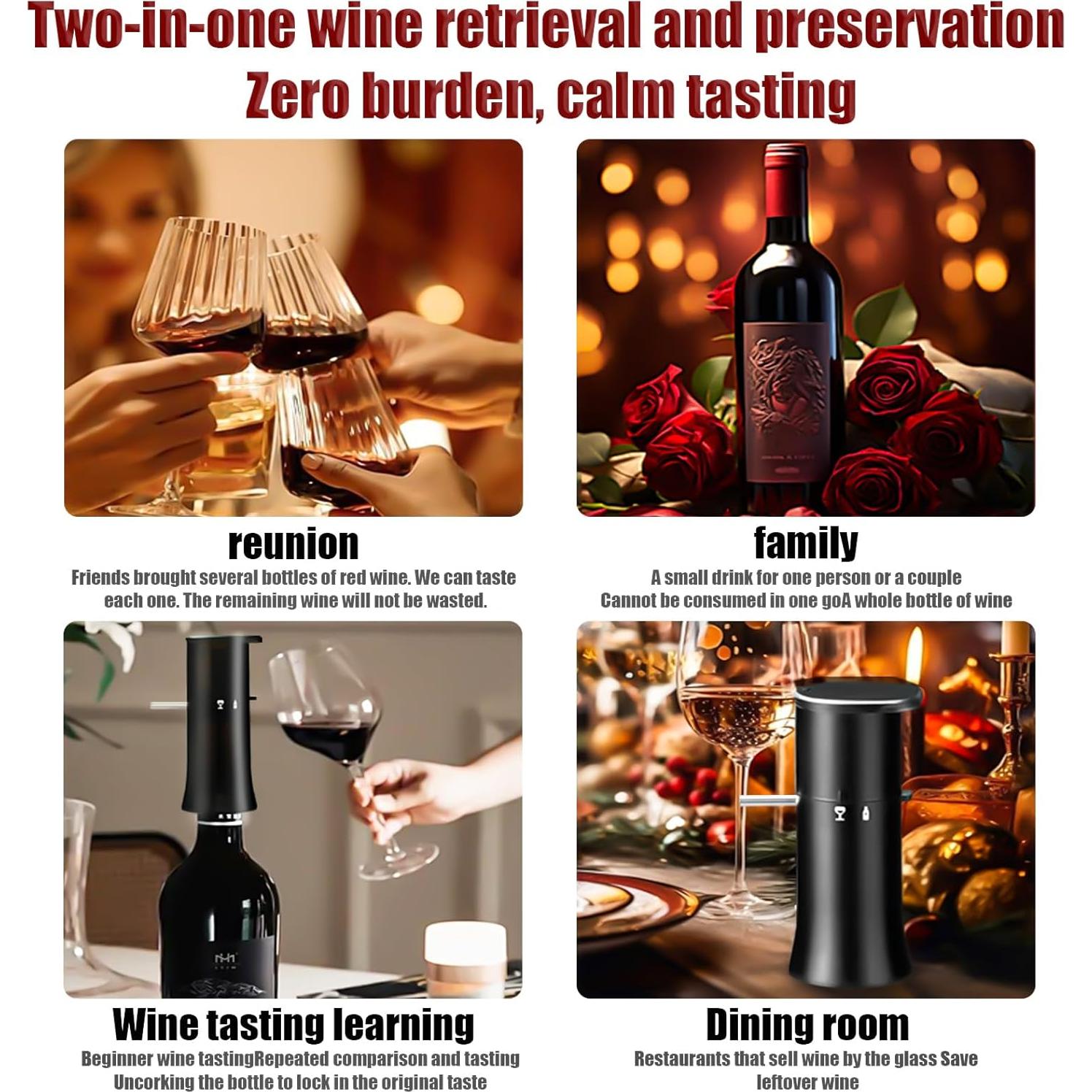 Dispensador de Vino al Vacío LUCYLANKER 4 en 1, Aerador y Conservador