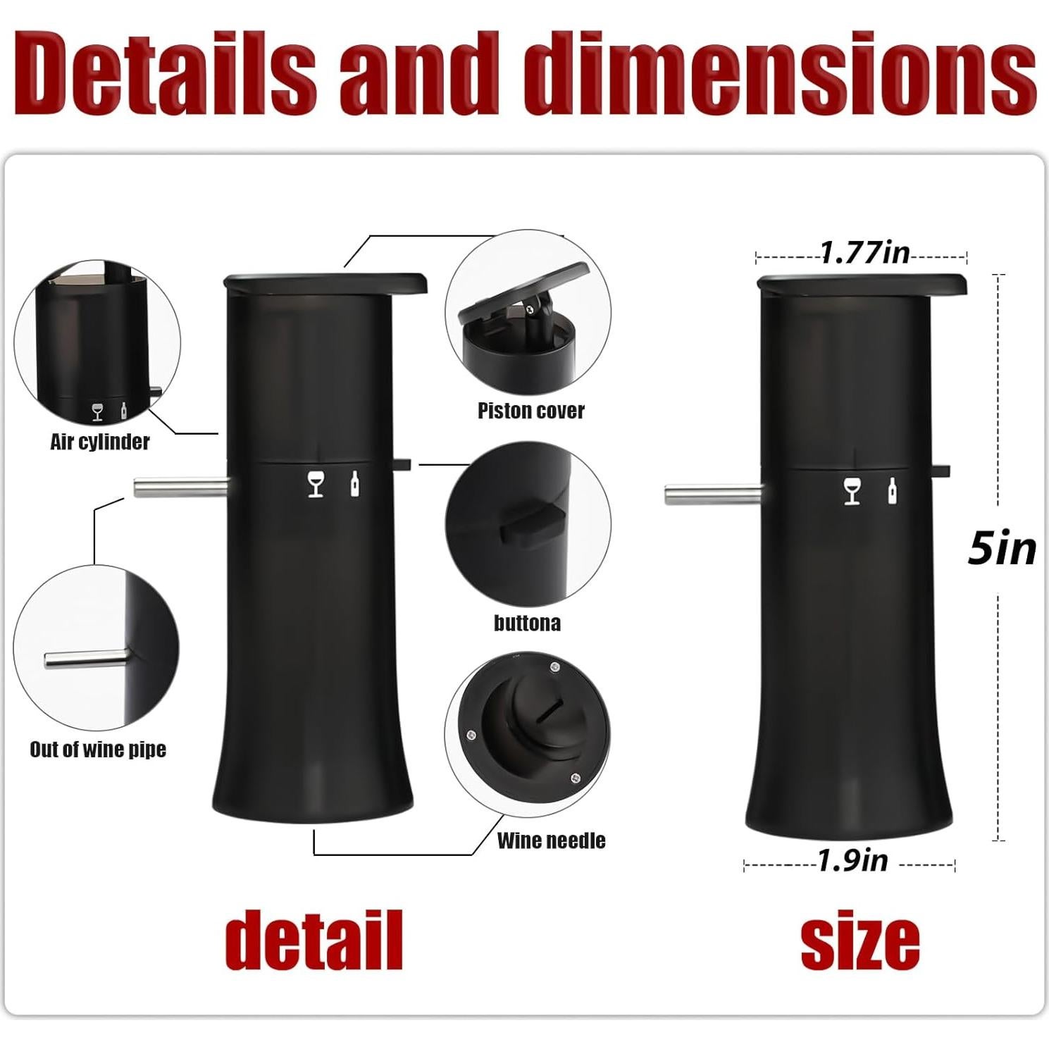 Dispensador de Vino al Vacío LUCYLANKER 4 en 1, Aerador y Conservador