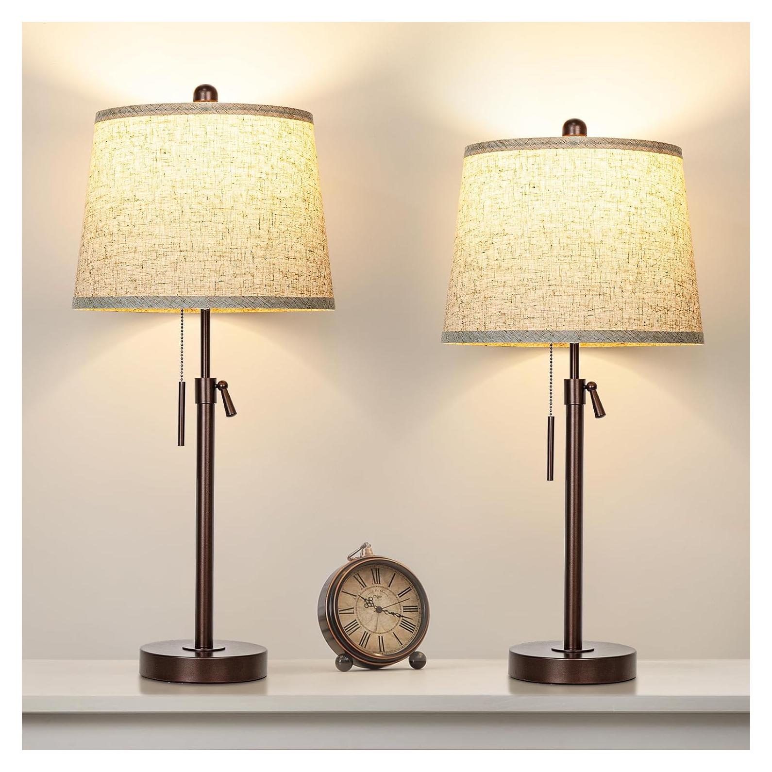 Juego de 2 Lámparas de Mesa Ajustables 56-76 cm Marrón LED