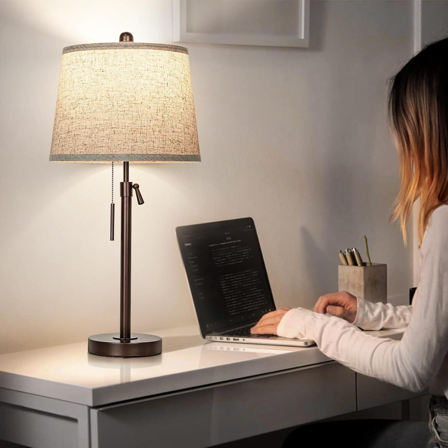 Juego de 2 Lámparas de Mesa Ajustables 56-76 cm Marrón LED