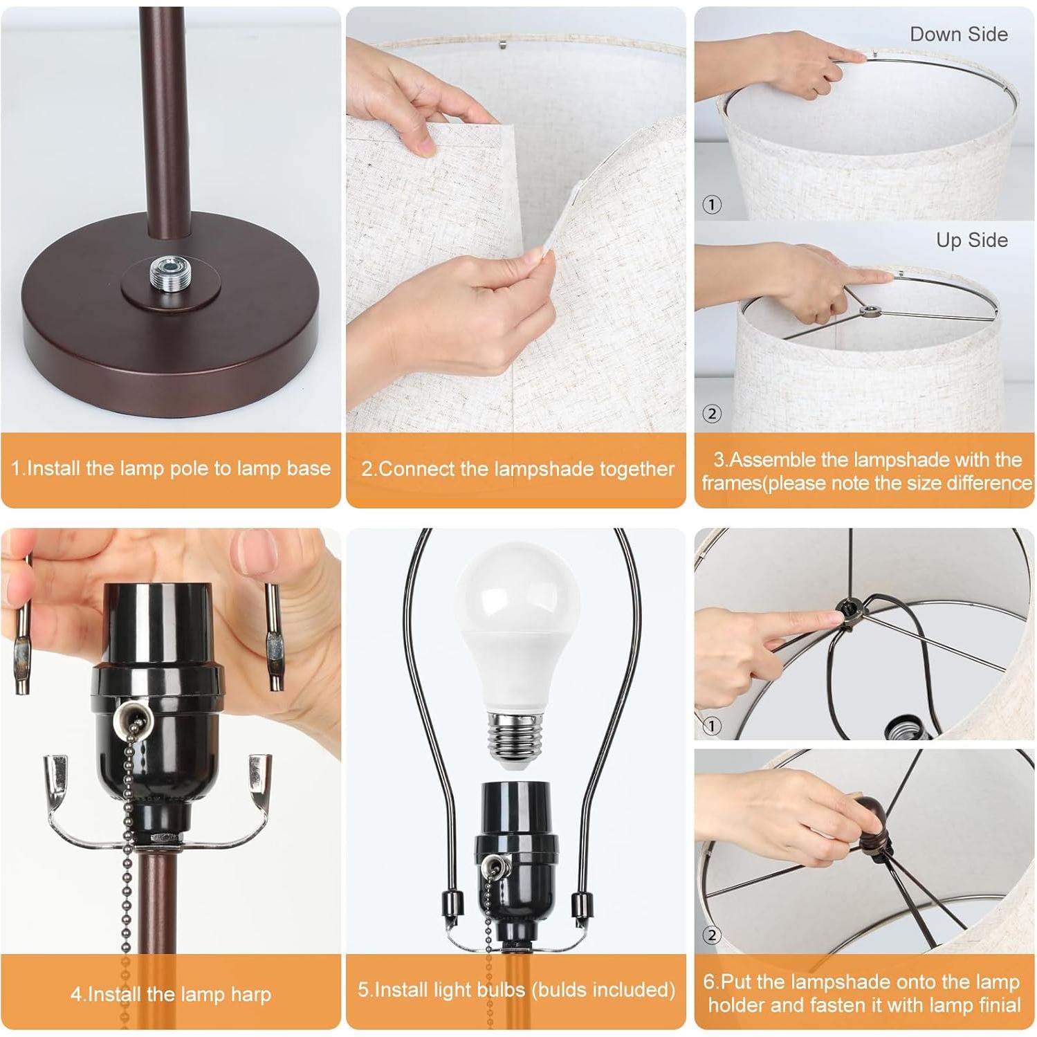 Juego de 2 Lámparas de Mesa Ajustables 56-76 cm Marrón LED