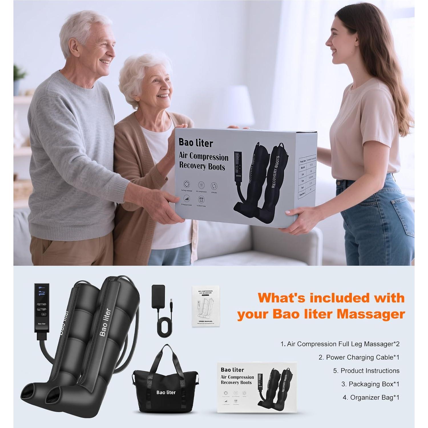 Masajeador de Piernas Bao Liter FE-7204B Compresión Aire 4D