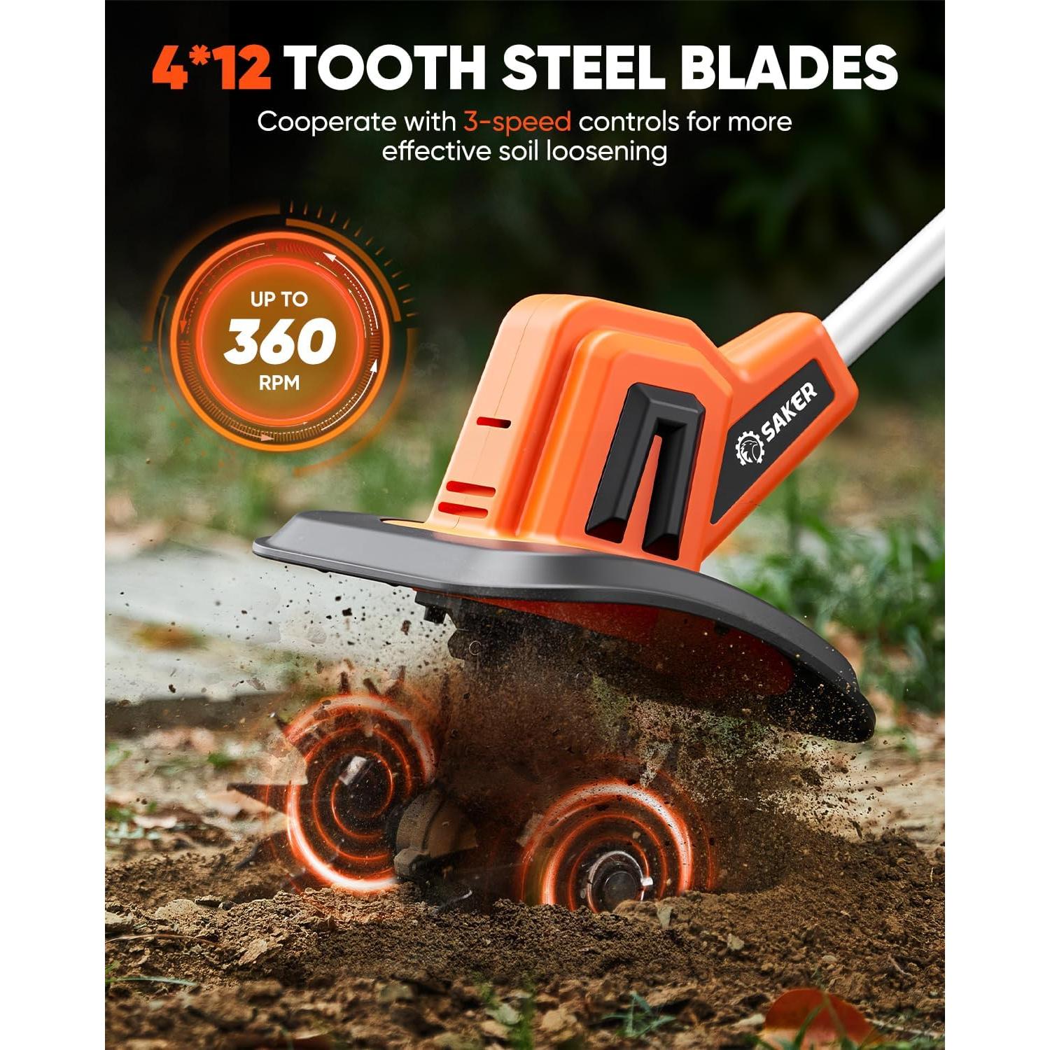 Cultivador Eléctrico Inalámbrico Saker SK-TC18A 22V 3 Velocidades