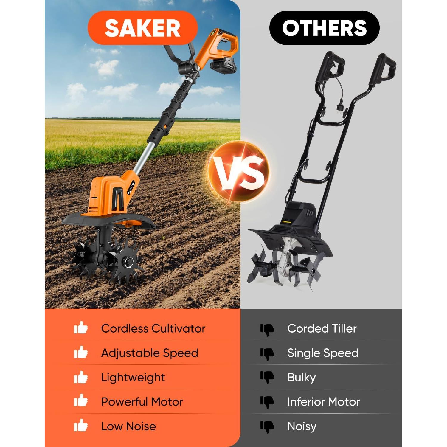 Cultivador Eléctrico Inalámbrico Saker SK-TC18A 22V 3 Velocidades