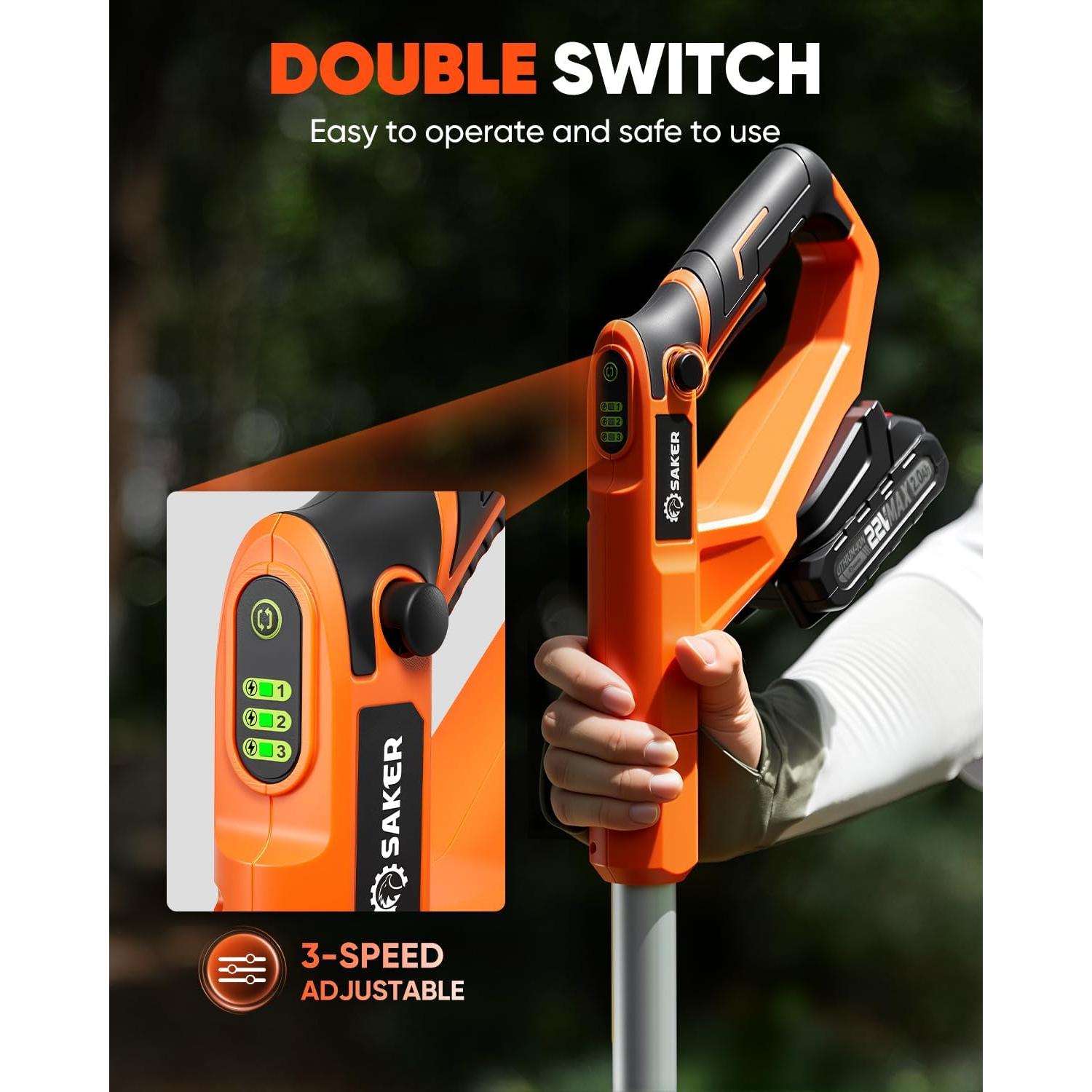 Cultivador Eléctrico Inalámbrico Saker SK-TC18A 22V 3 Velocidades