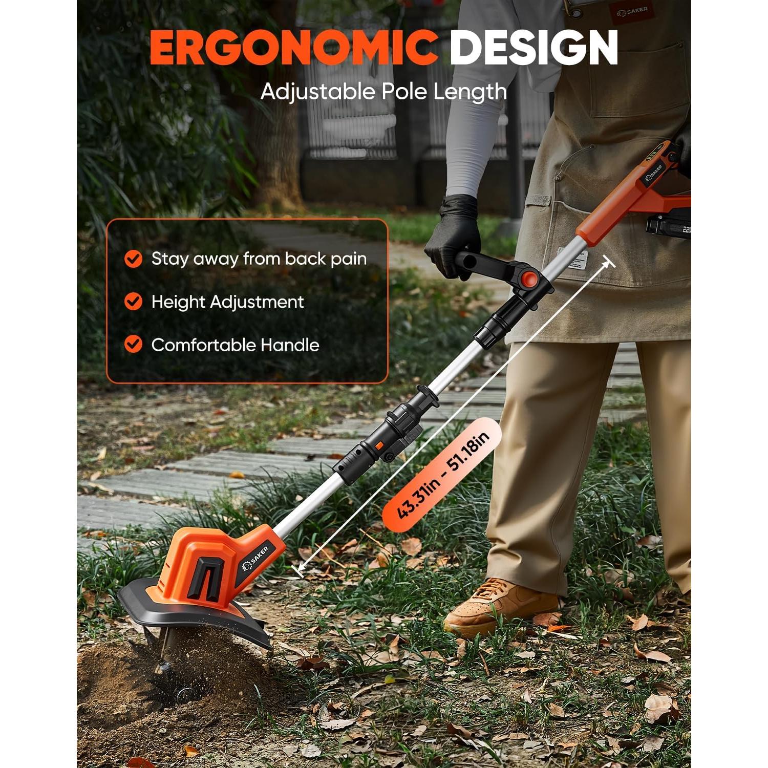 Cultivador Eléctrico Inalámbrico Saker SK-TC18A 22V 3 Velocidades