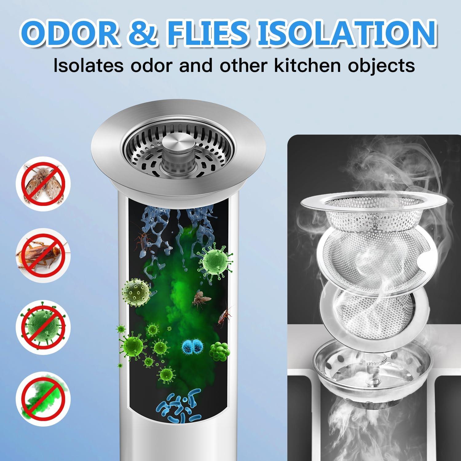 Colador de Drenaje de Fregadero JOMST 3 en 1 Acero Inoxidable