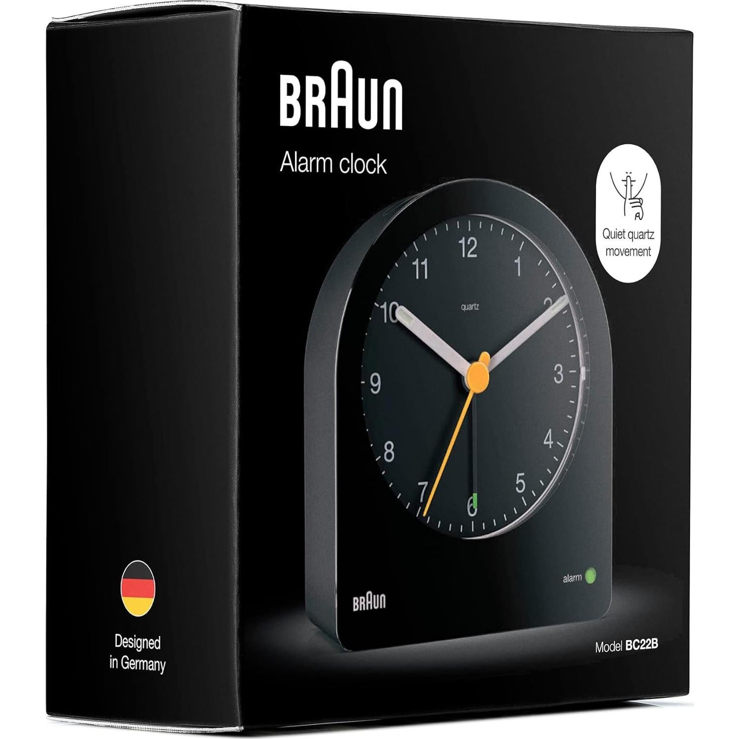 Reloj Despertador Analógico Braun BC22B Silencioso Negro