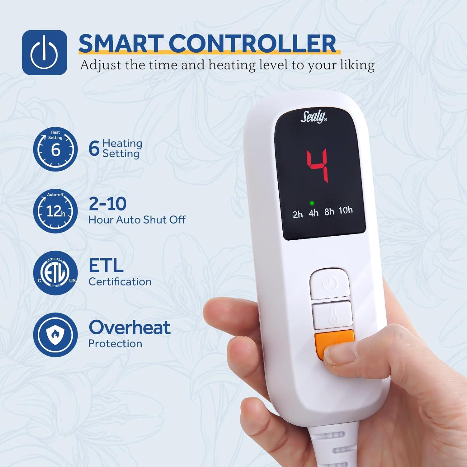 Manta Eléctrica Sealy 127x152cm Franela Beige 6 Niveles Calor