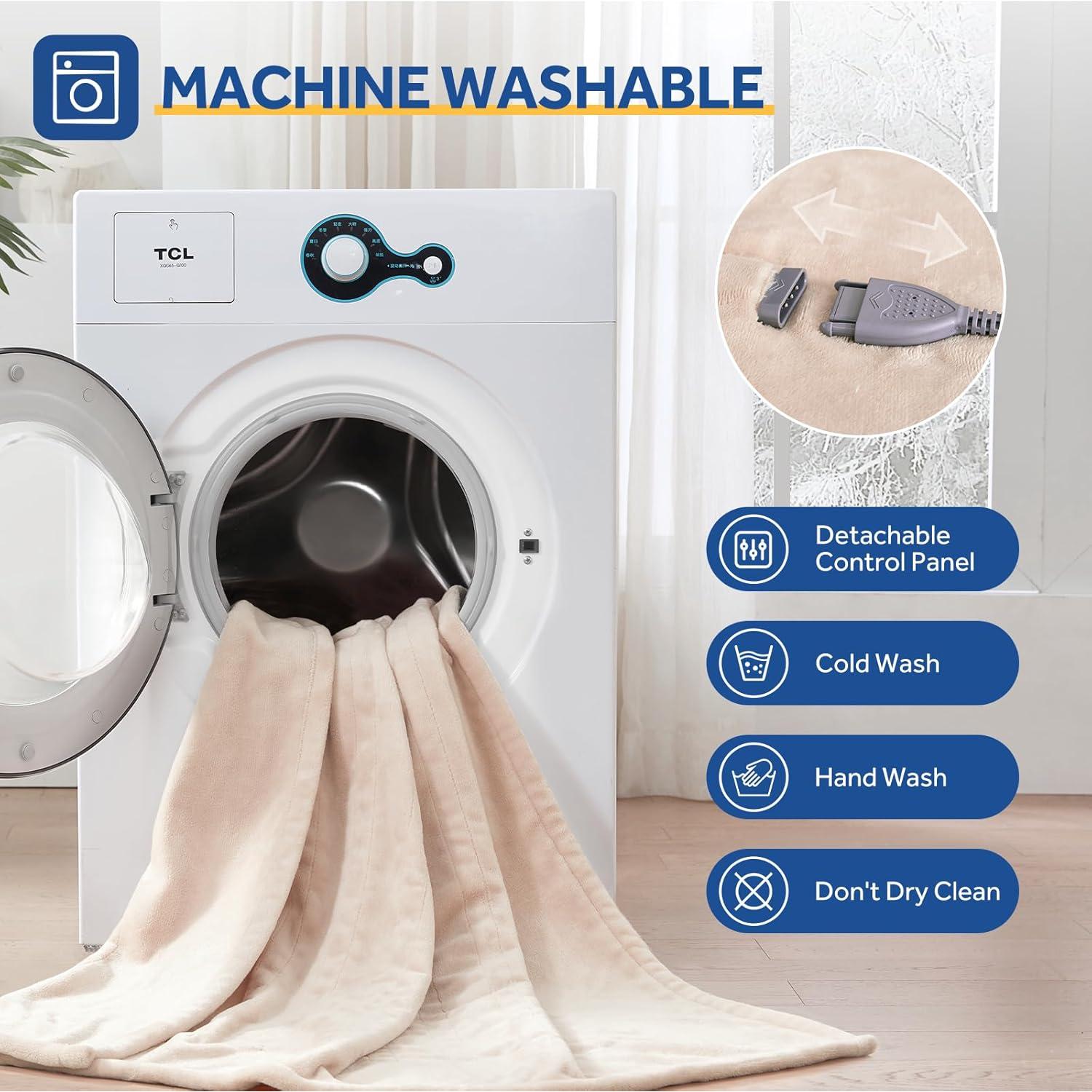 Manta Eléctrica Sealy 127x152cm Franela Beige 6 Niveles Calor