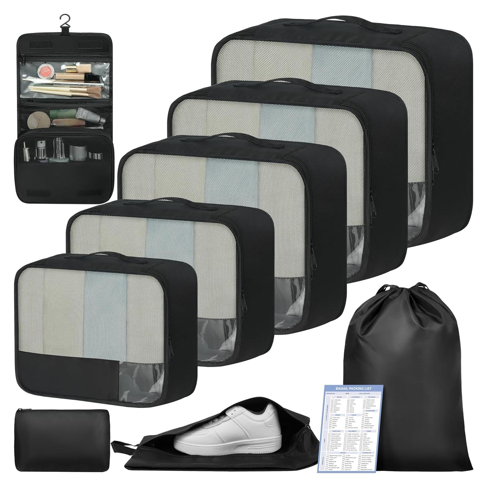 BAGAIL 9 Set Packing Cubes Luggage Packing Organizers for Travel Accessories
