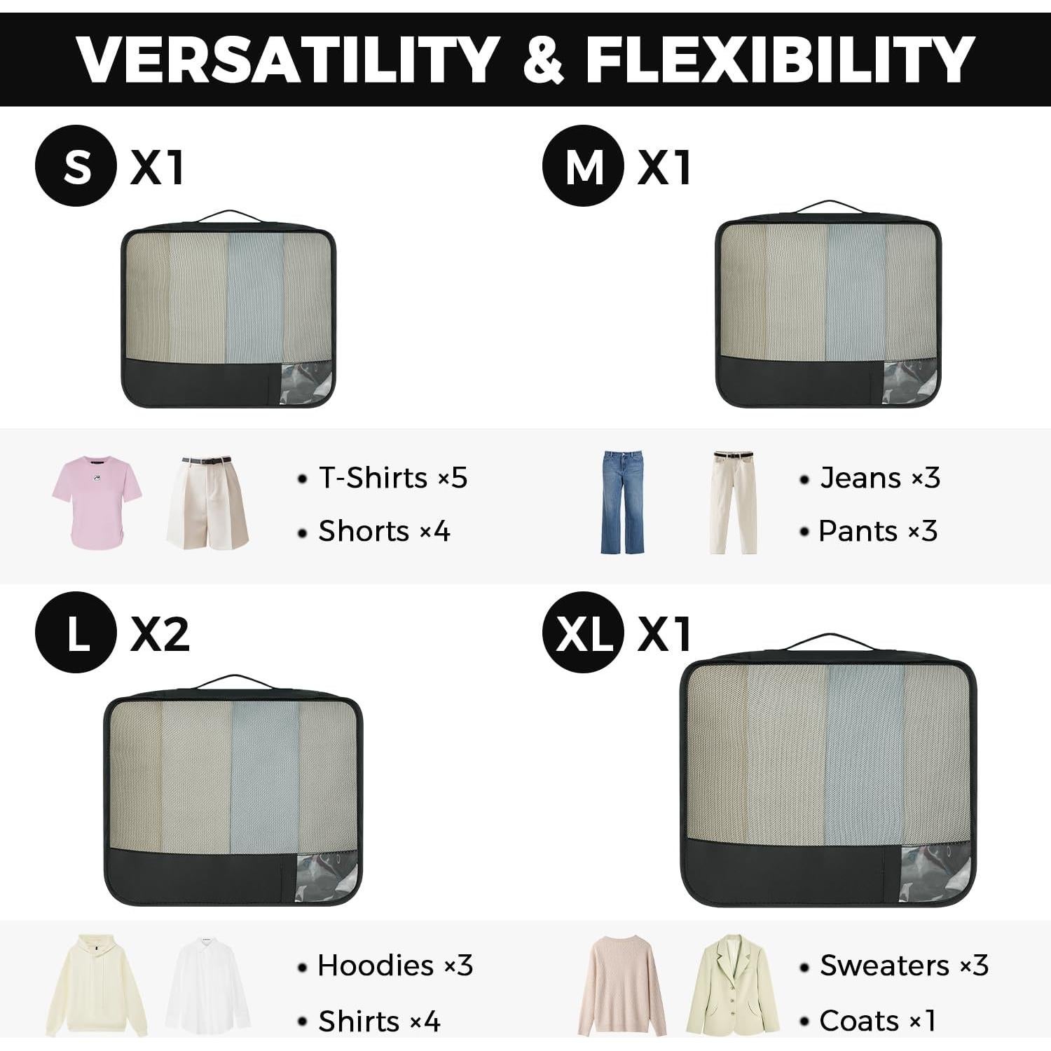 BAGAIL 9 Set Packing Cubes Luggage Packing Organizers for Travel Accessories