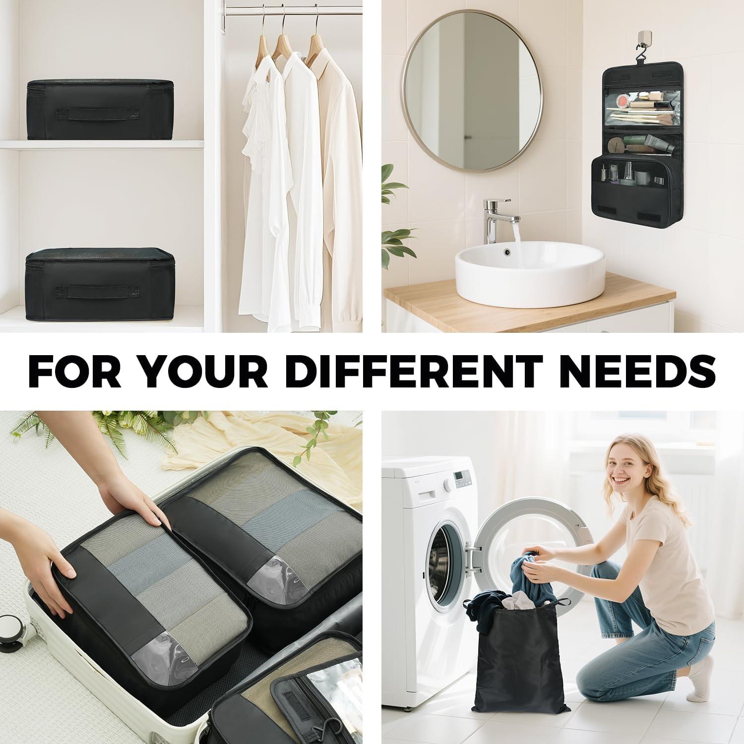 BAGAIL 9 Set Packing Cubes Luggage Packing Organizers for Travel Accessories