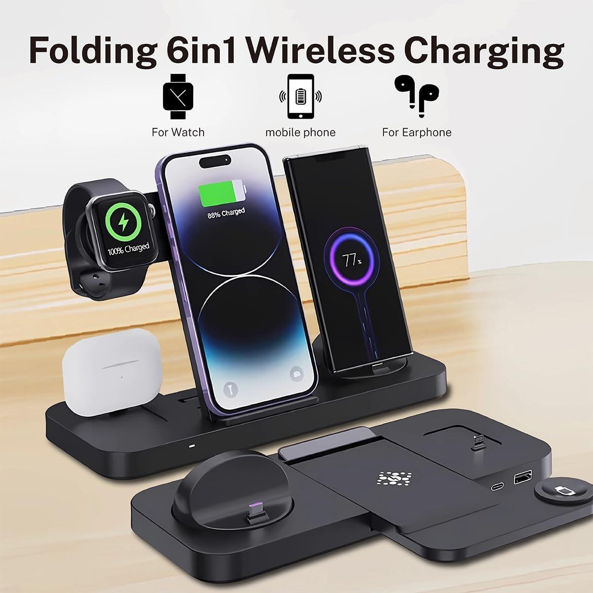 Estación de Carga Inalámbrica Rápida 6 en 1 SDYXJ 18W Qi