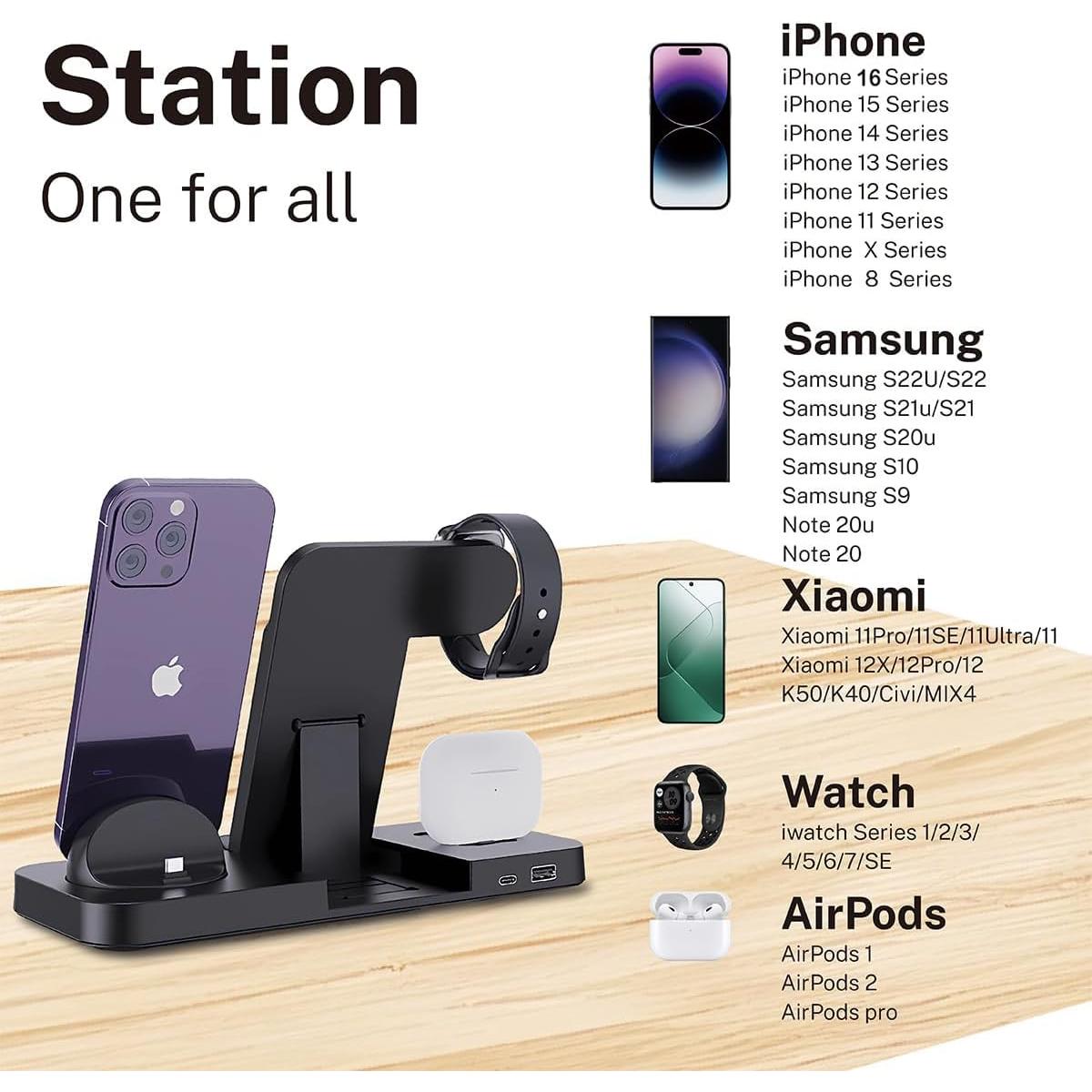 Estación de Carga Inalámbrica Rápida 6 en 1 SDYXJ 18W Qi