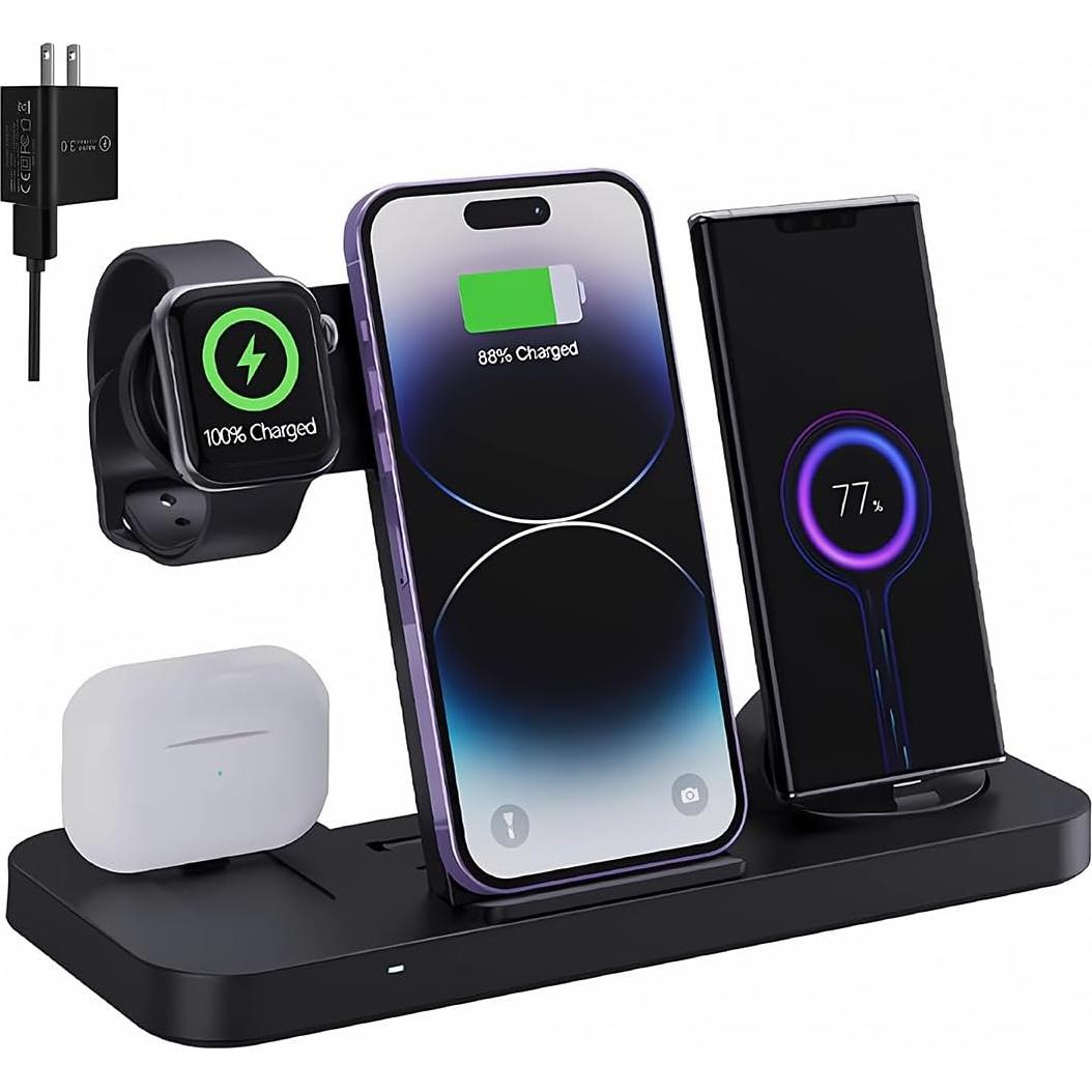 Estación de Carga Inalámbrica Rápida 6 en 1 SDYXJ 18W Qi