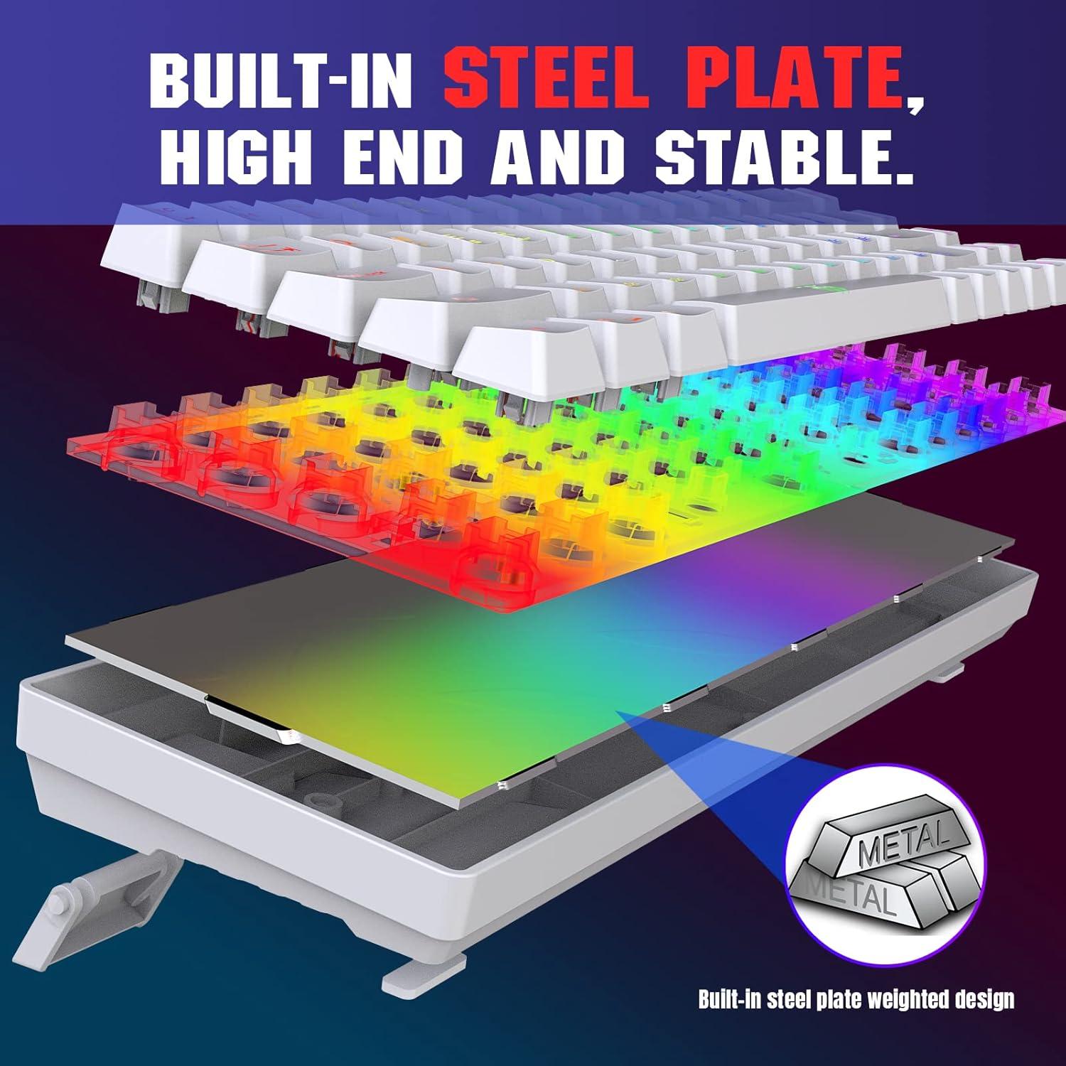 Teclado Gaming Snpurdiri 60% Compacto RGB Ergonómico Blanco