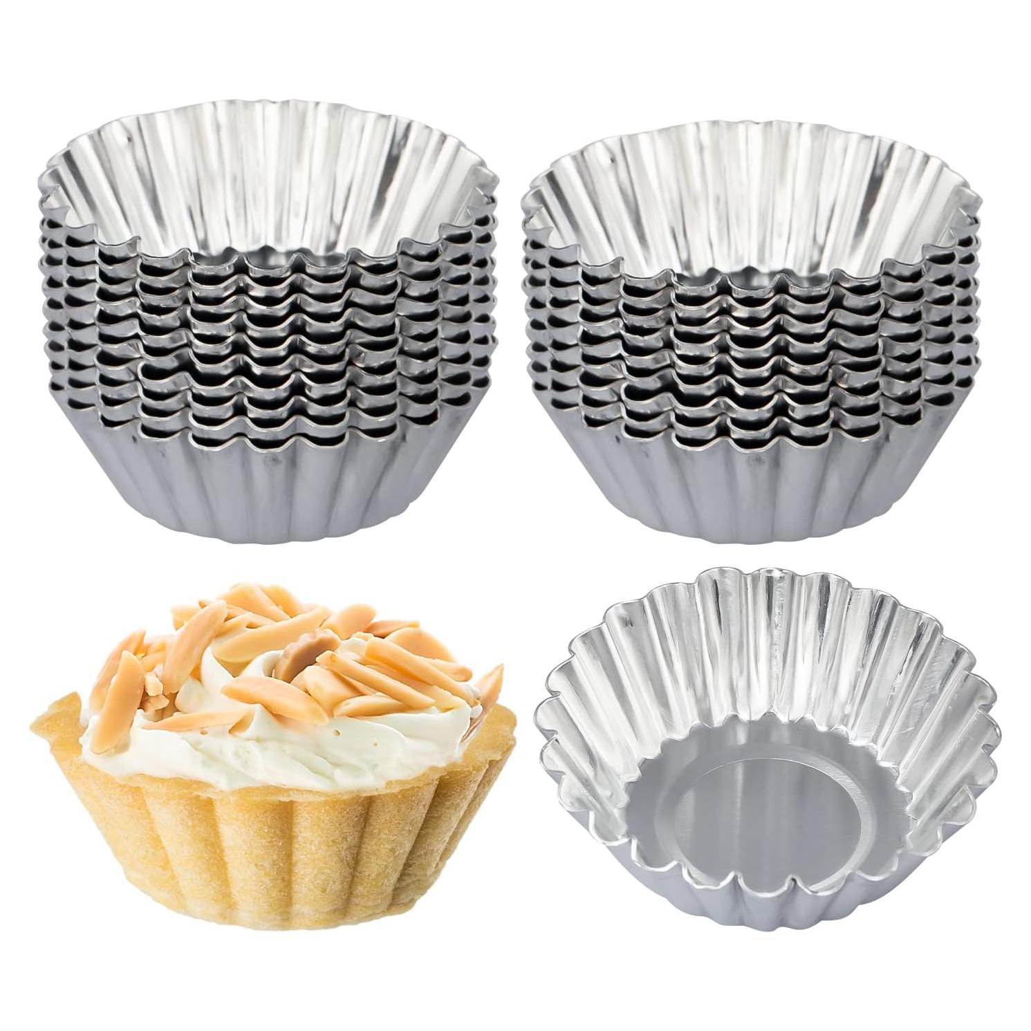 Moldes para Tartas de Huevo ISKYBOB 20 Piezas Aluminio 5.6 cm